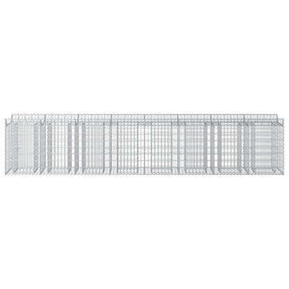 Letto rialzato in gabbione 3 pcs Argento 400 x 50 x 80 cm