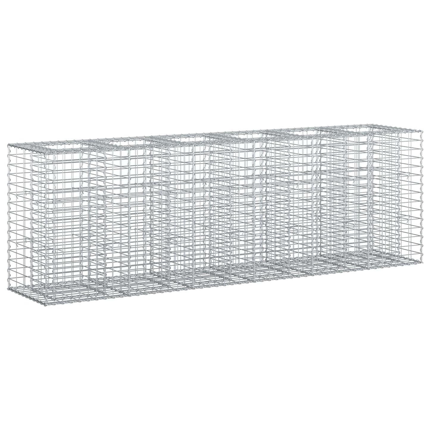 Letto rialzato in gabbione 2 pcs Argento 250 x 50 x 80 cm