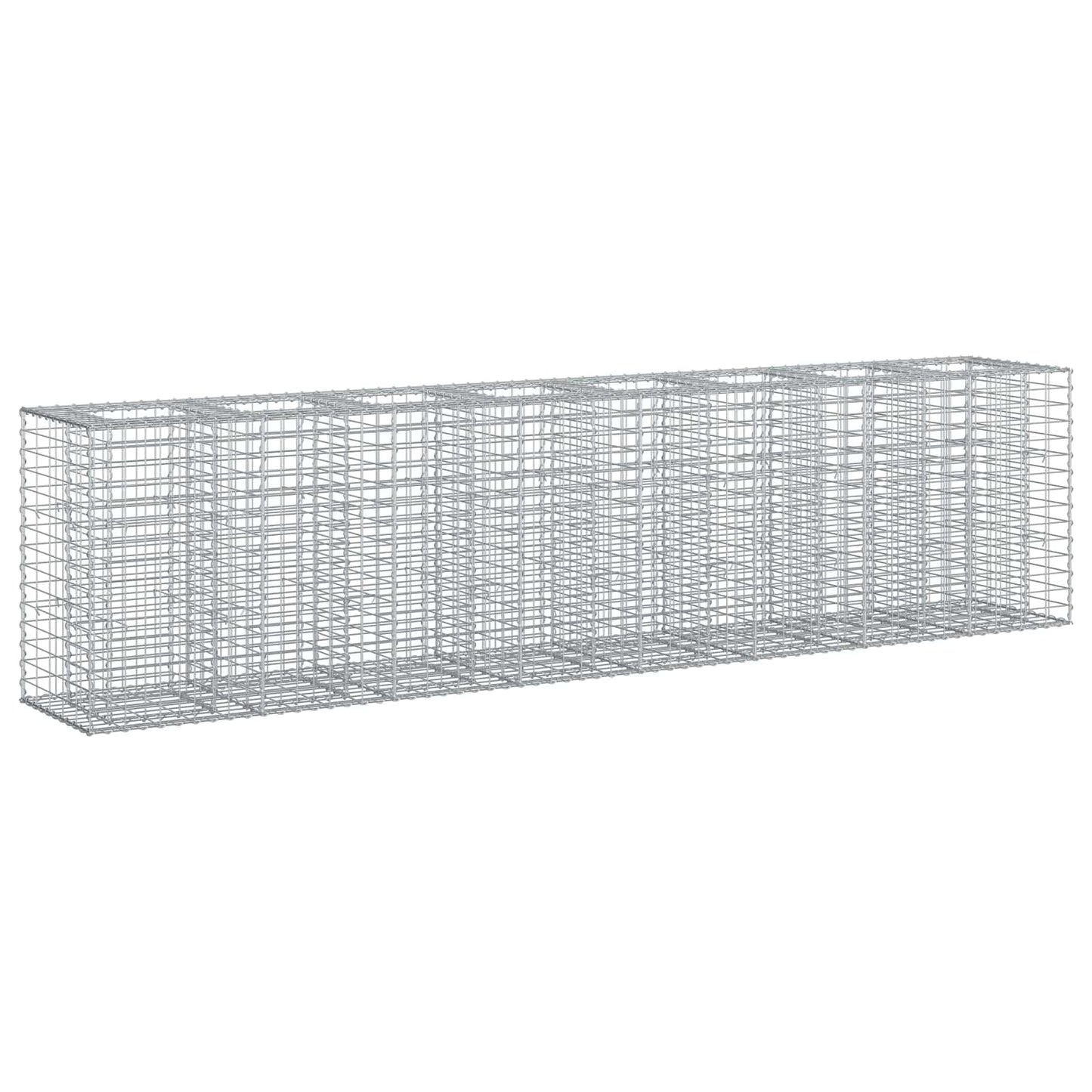 Letto rialzato in gabbione 2 pcs Argento 330 x 50 x 80 cm