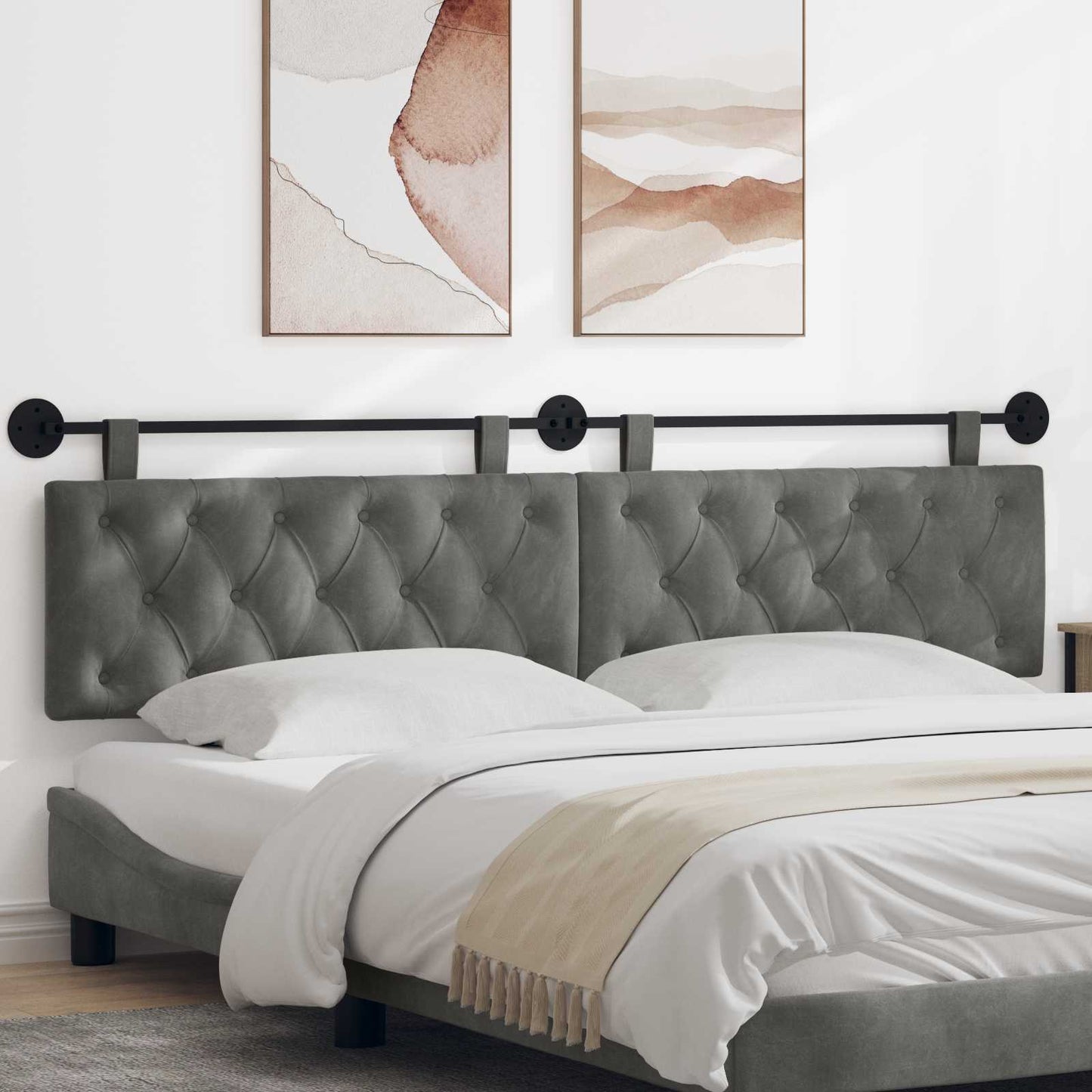 Testata appesa Grigio scuro 210 x 55 x 7 cm Velluto