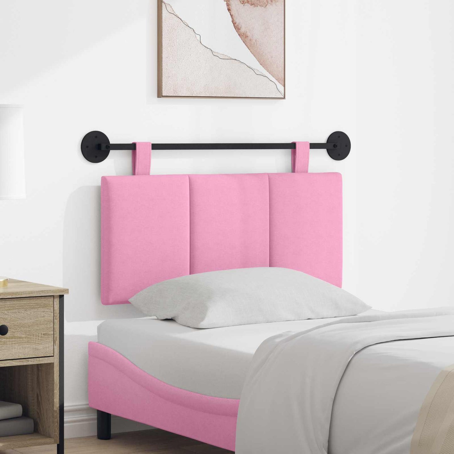 Testata appesa Montaggio a parete Rosa 90 x 55 x 5 cm Tessuto