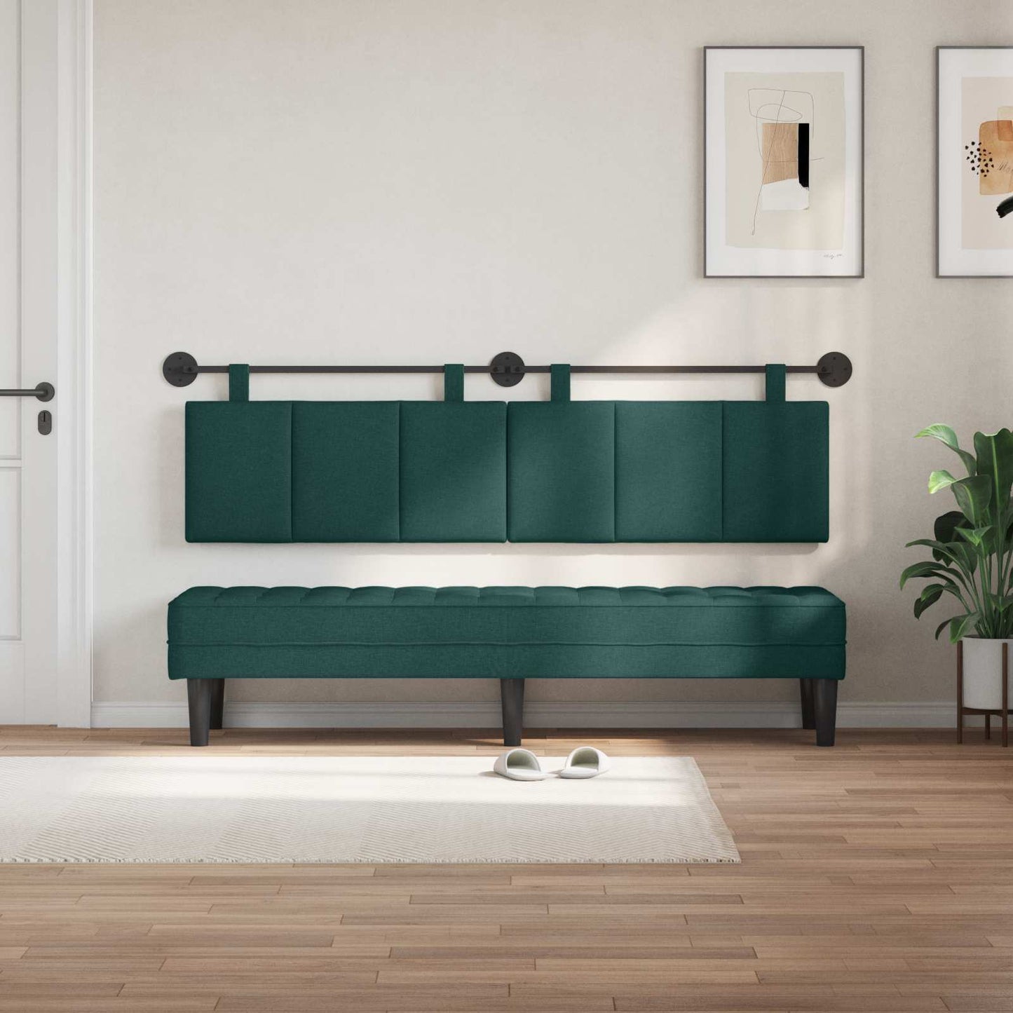 Testata appesa Rigato Verde Scuro 170 x 55 x 5 cm Tessuto