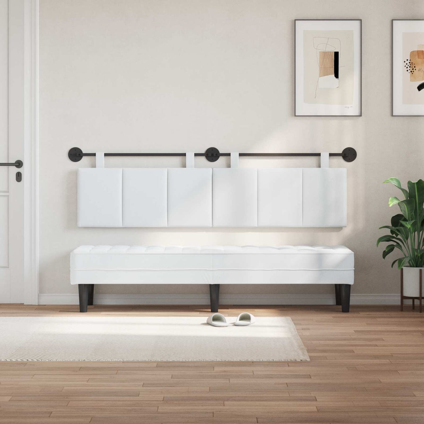 Testata appesa Rigato Bianco 190 x 55 x 5 cm Tessuto