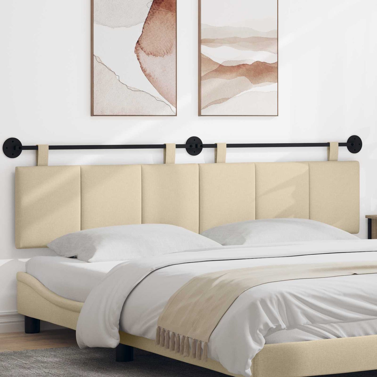 Testata appesa Montaggio a parete Crema 210 x 55 x 5 cm Tessuto