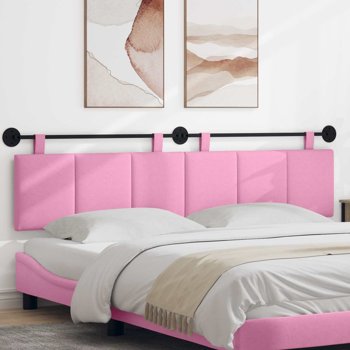 Testata appesa Montaggio a parete Rosa 210 x 55 x 5 cm Tessuto