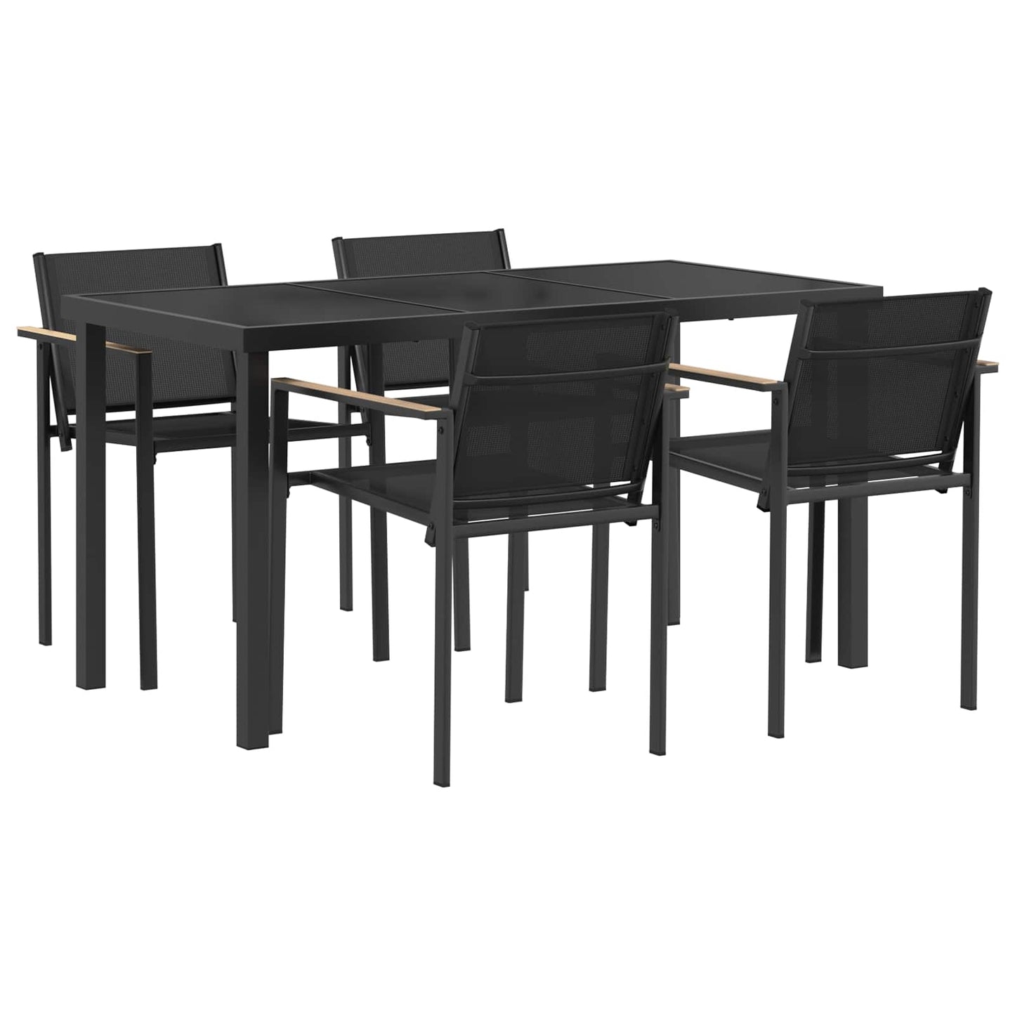 Set di Mobili da Esterno 5 pcs Nero e antracite Acciaio