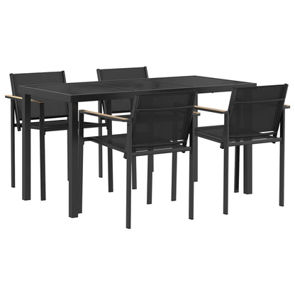 Set di Mobili da Esterno 5 pcs Nero e antracite Acciaio
