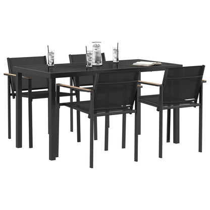 Set di Mobili da Esterno 5 pcs Nero e antracite Acciaio