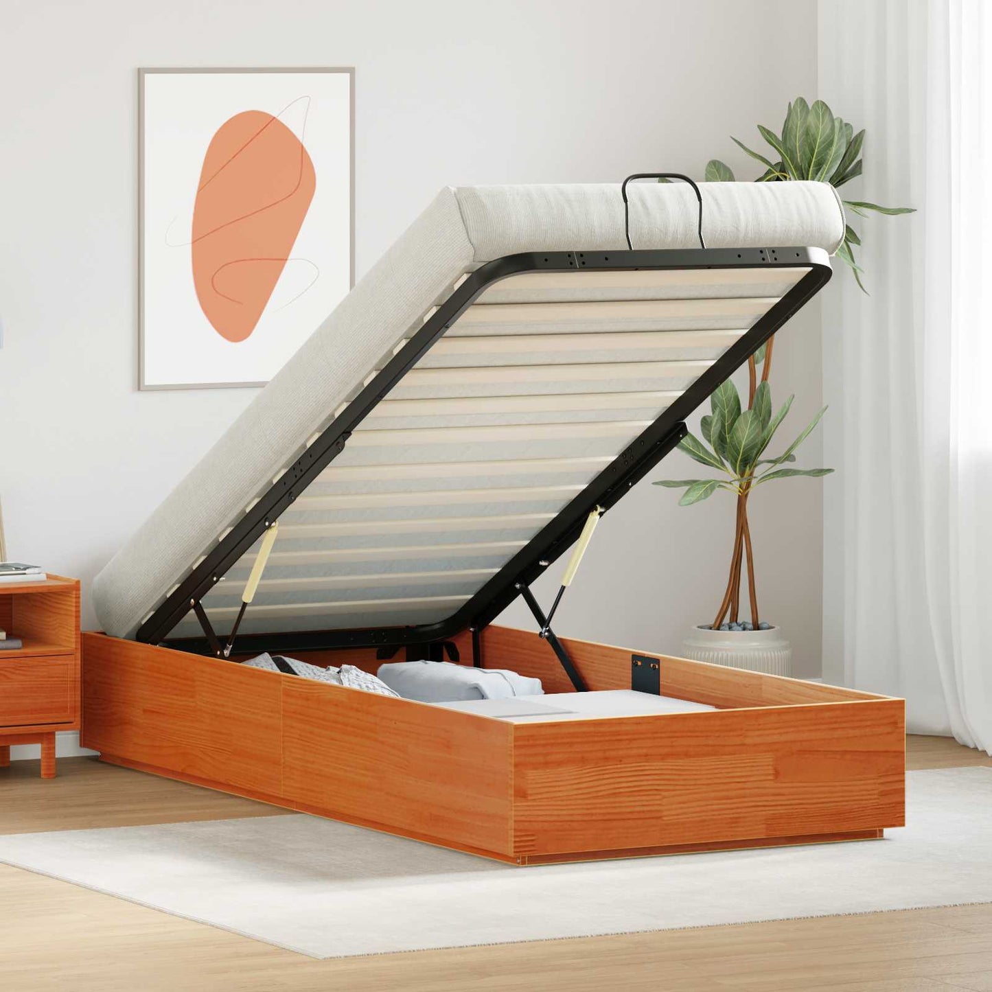 Letto ottomano Marrone Cera 80 x 200 cm Legno di pino massiccio