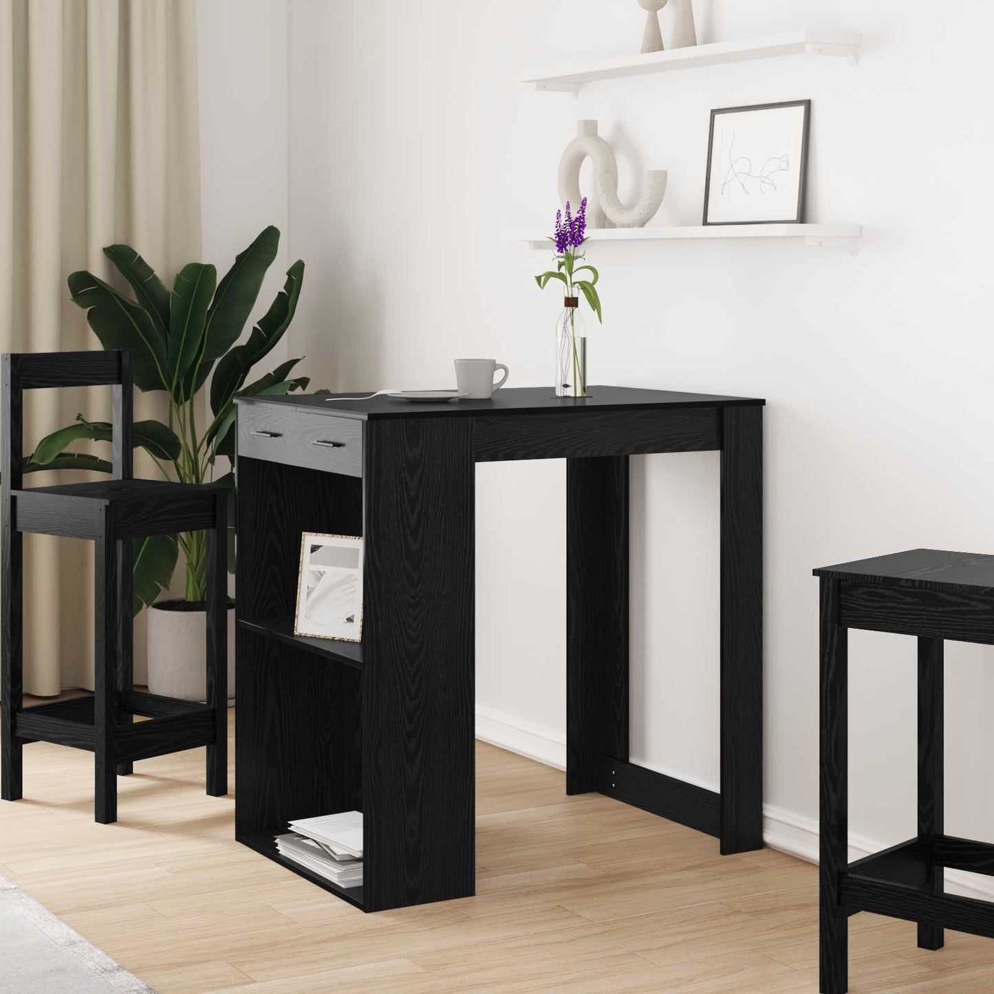 Tavolo da bar Rovere Nero 102 x 70 x 103,5 cm Legno multistrato