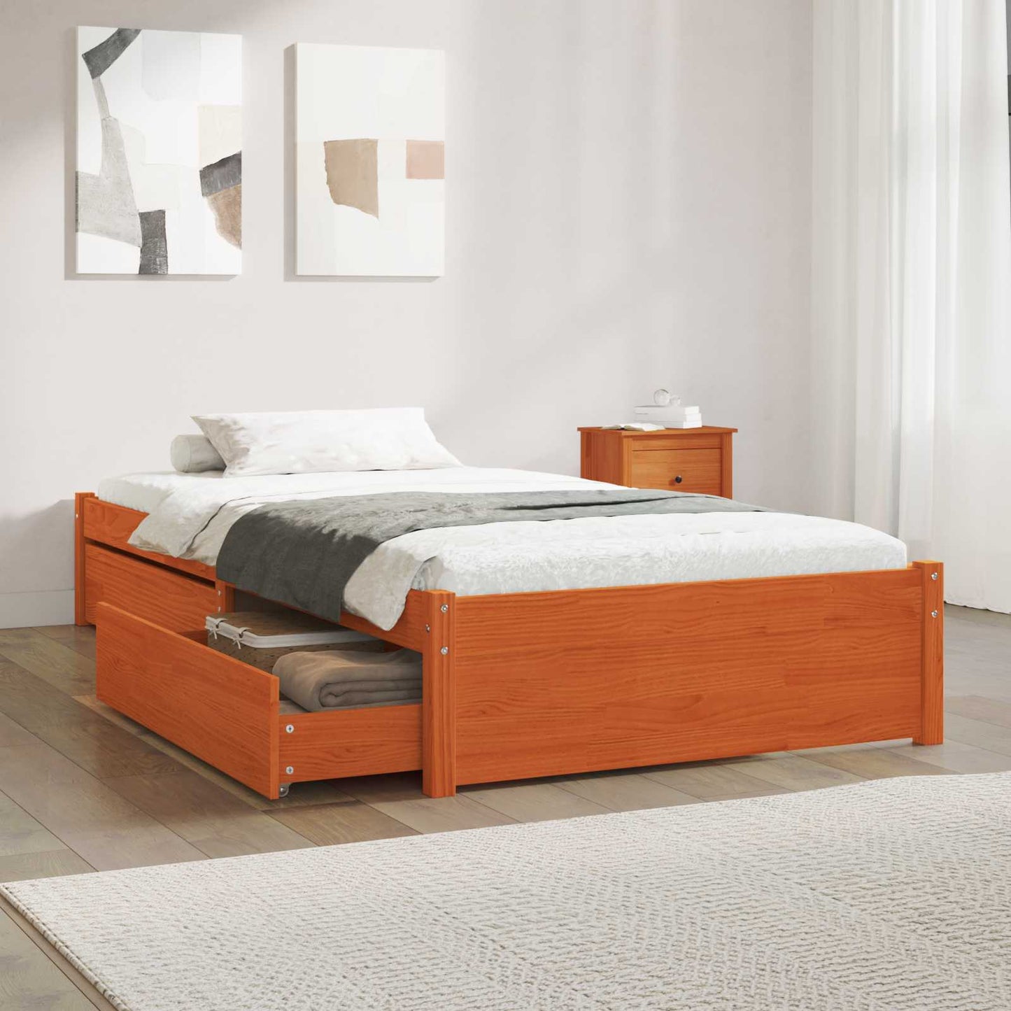 Struttura del letto 3 pcs Marrone cerato Legno di pino