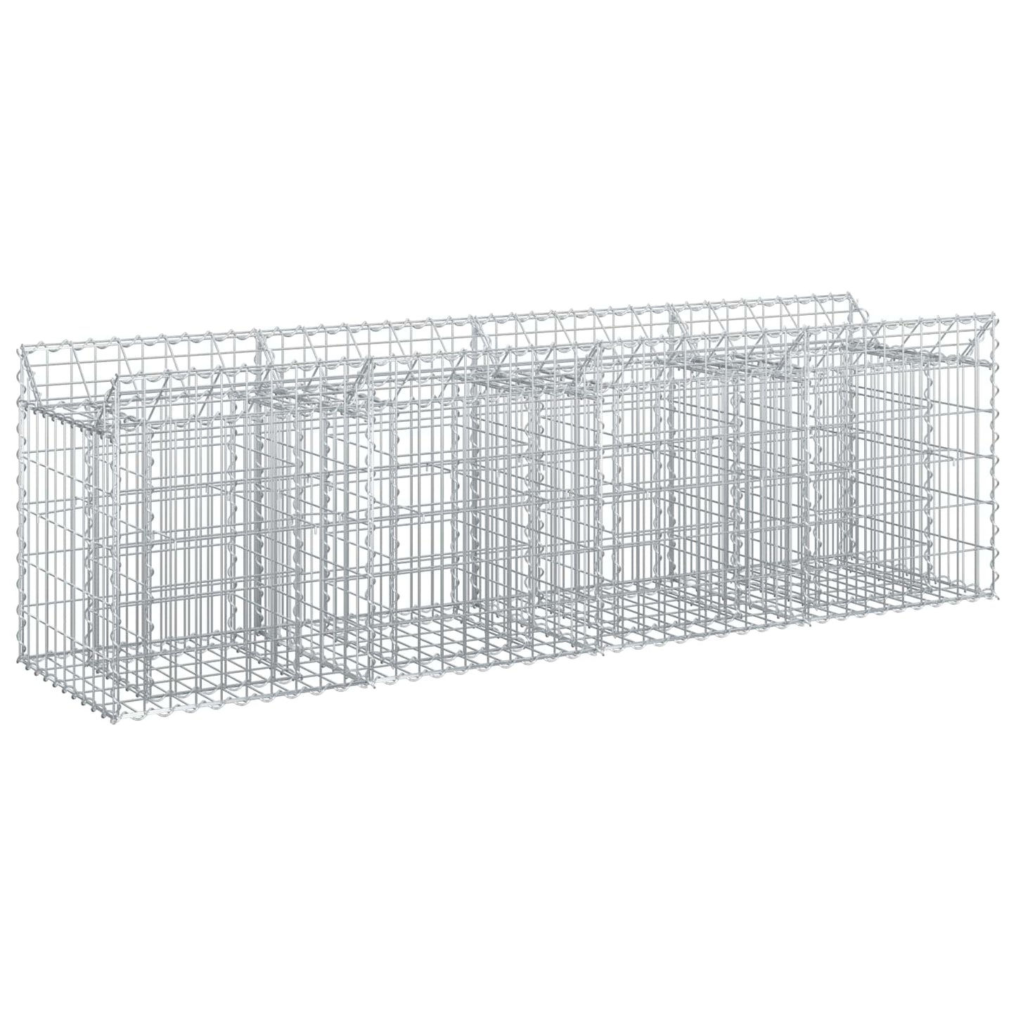 Letto rialzato in gabbione Argento 200 x 50 x 60 cm