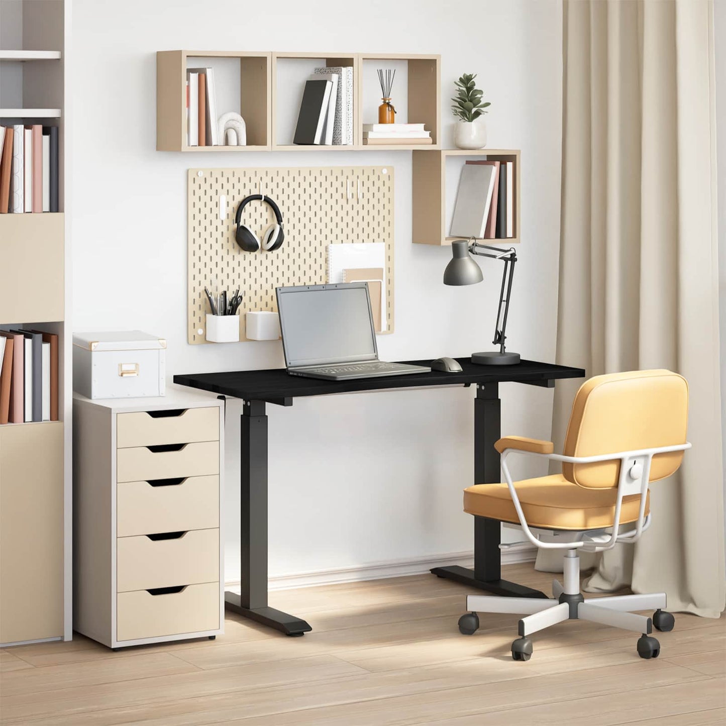 Scrivania con archiviazione Nero e Marrone Scuro 120 x 60 cm