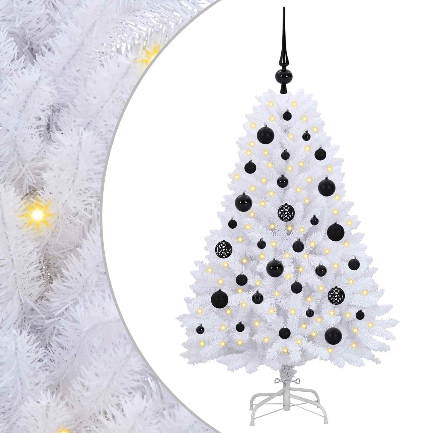 Albero di Natale Artificiale con Rami Pieghevoli Bianco 120 cm
