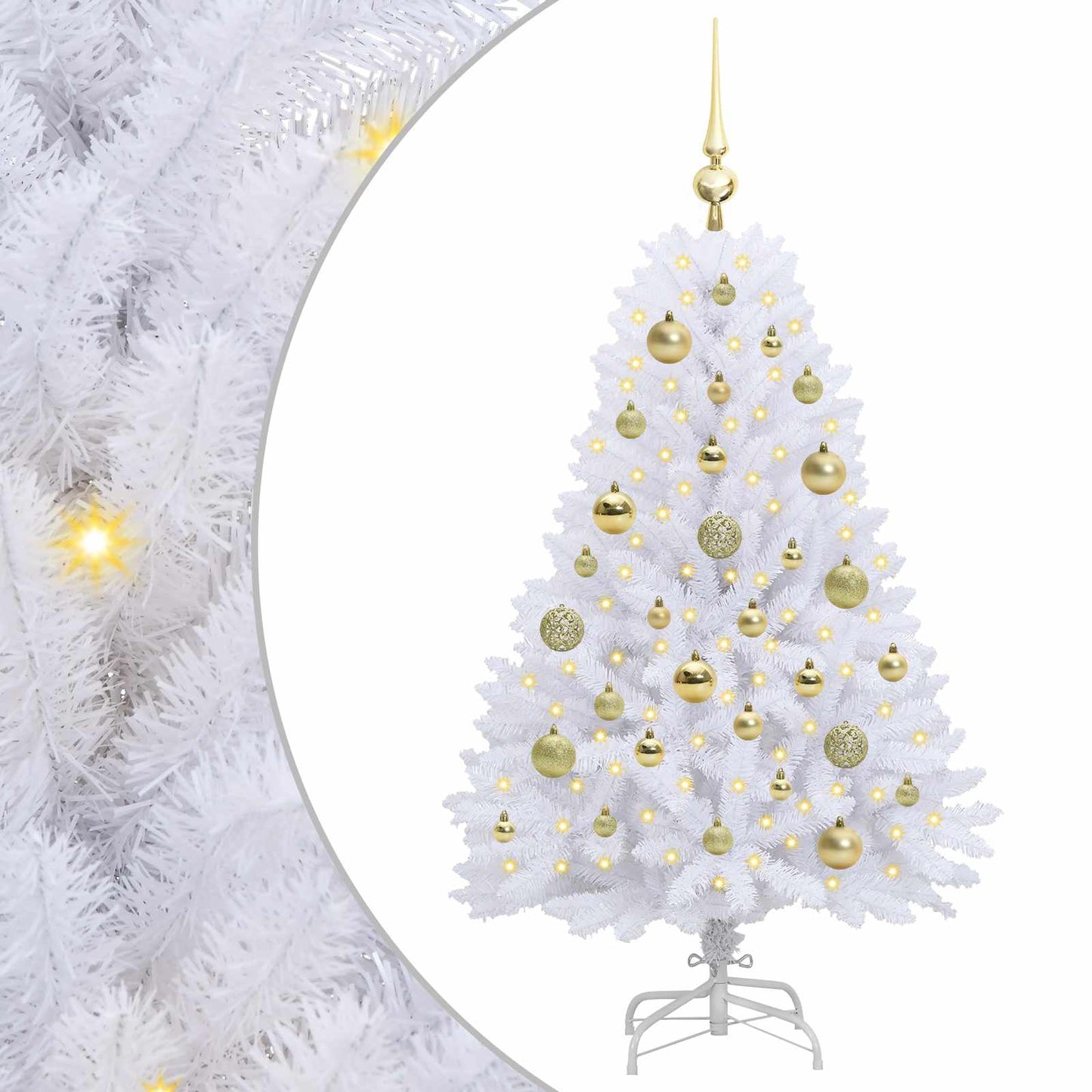 Albero di Natale Artificiale con Rami Pieghevoli Bianco 120 cm