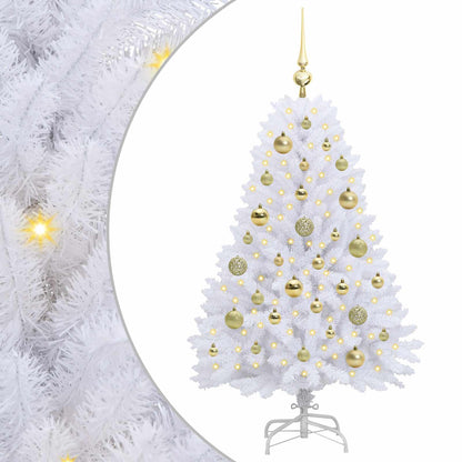 Albero di Natale Artificiale con Rami Pieghevoli Bianco 120 cm