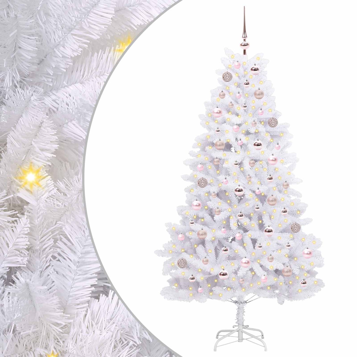 Albero di Natale Artificiale con Rami Pieghevoli Bianco 180 cm