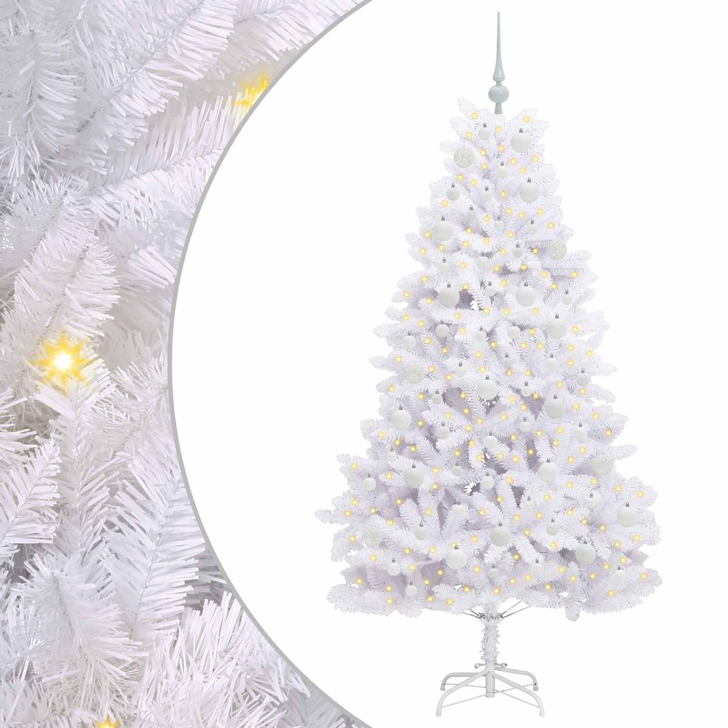 Albero di Natale Artificiale con Rami Pieghevoli Bianco 180 cm