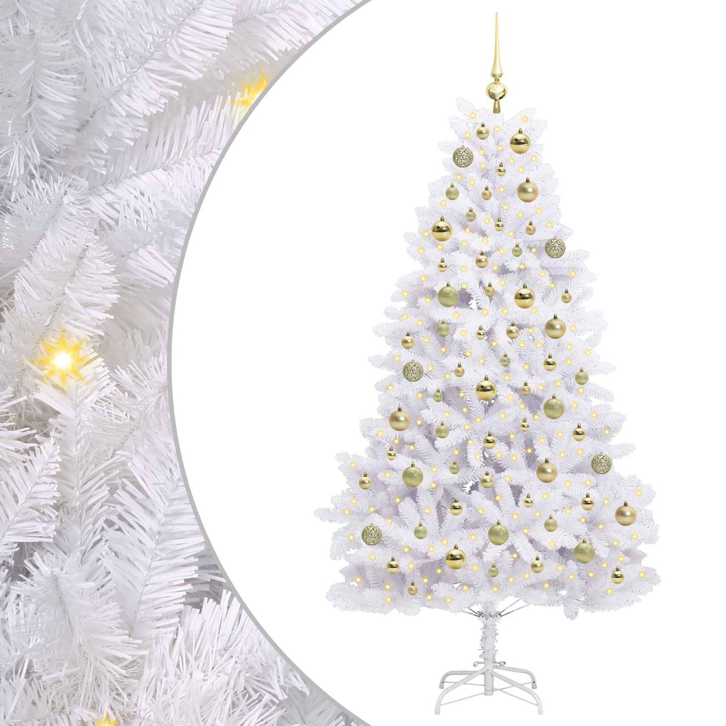 Albero di Natale Artificiale con Rami Pieghevoli Bianco 180 cm