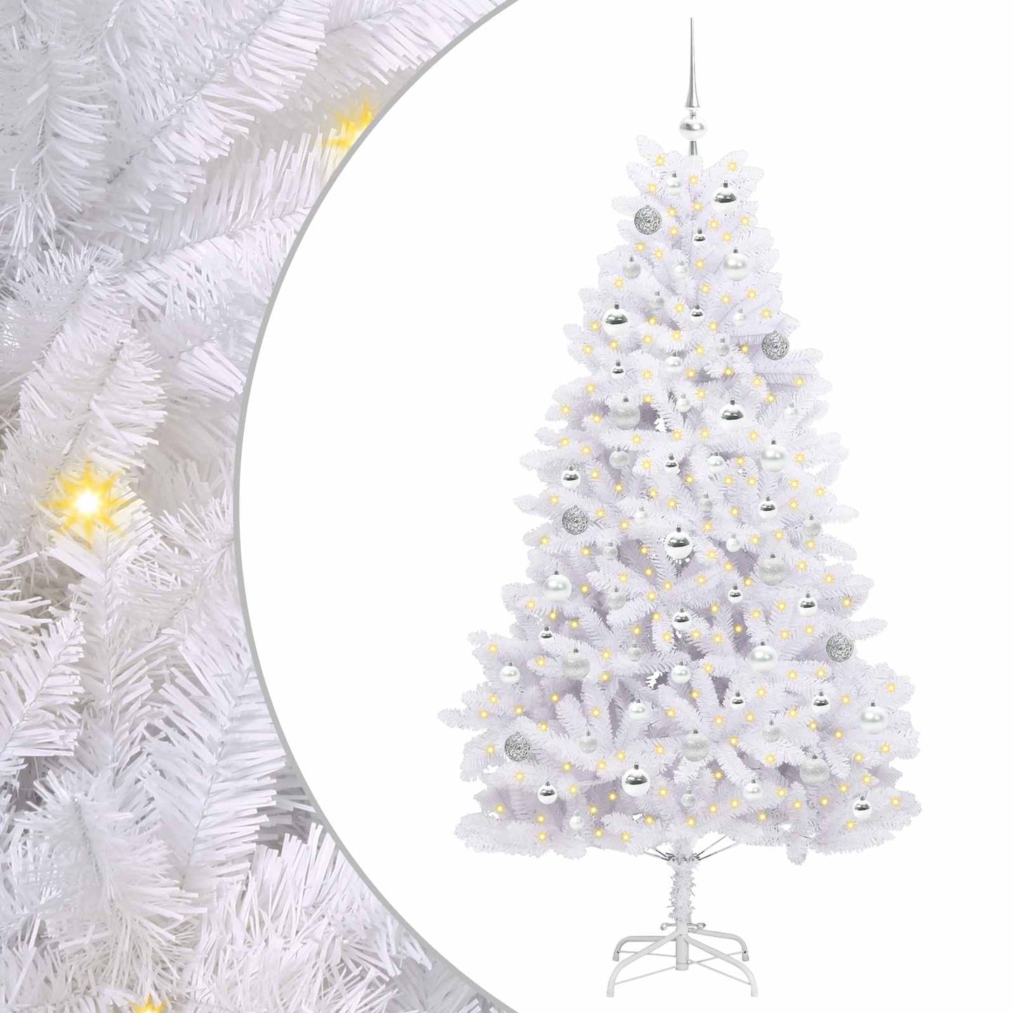 Albero di Natale Artificiale con Rami Pieghevoli Bianco 180 cm
