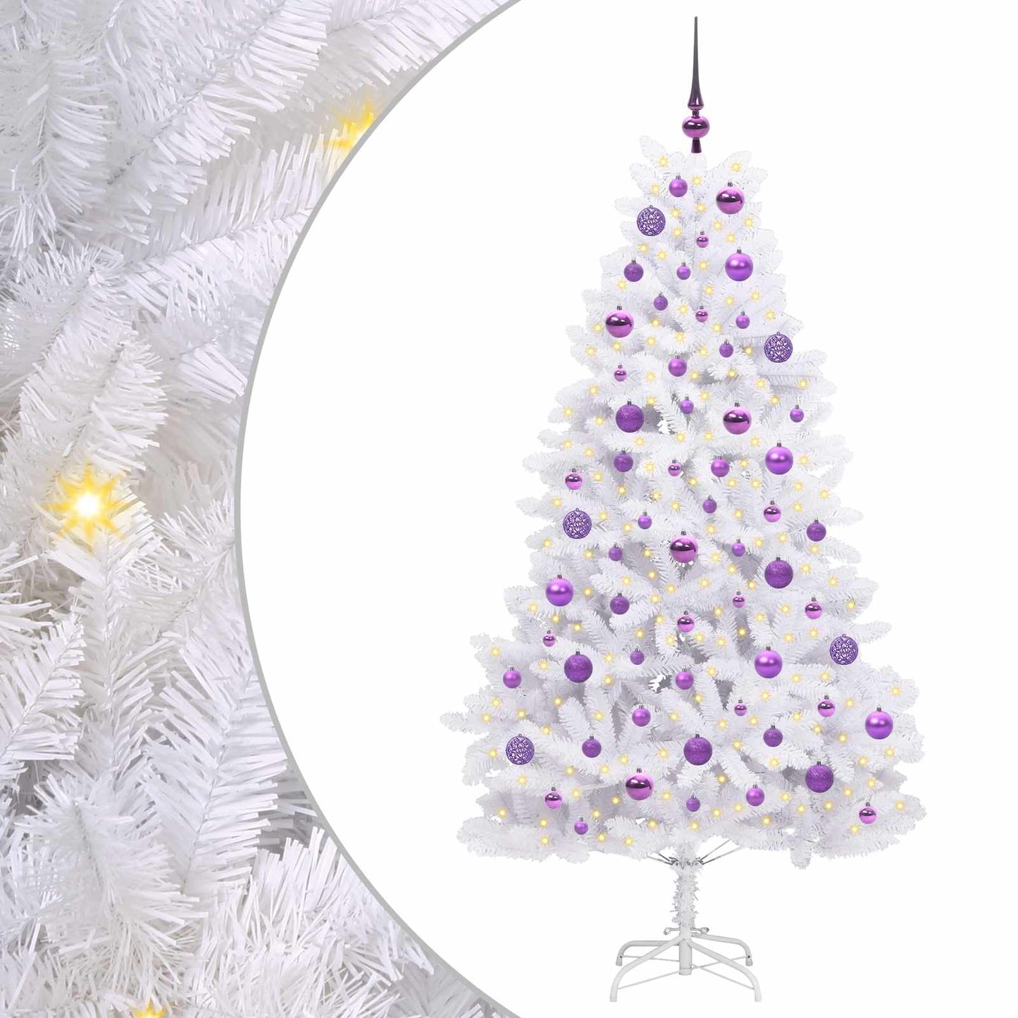 Albero di Natale Artificiale con Rami Pieghevoli Bianco 180 cm