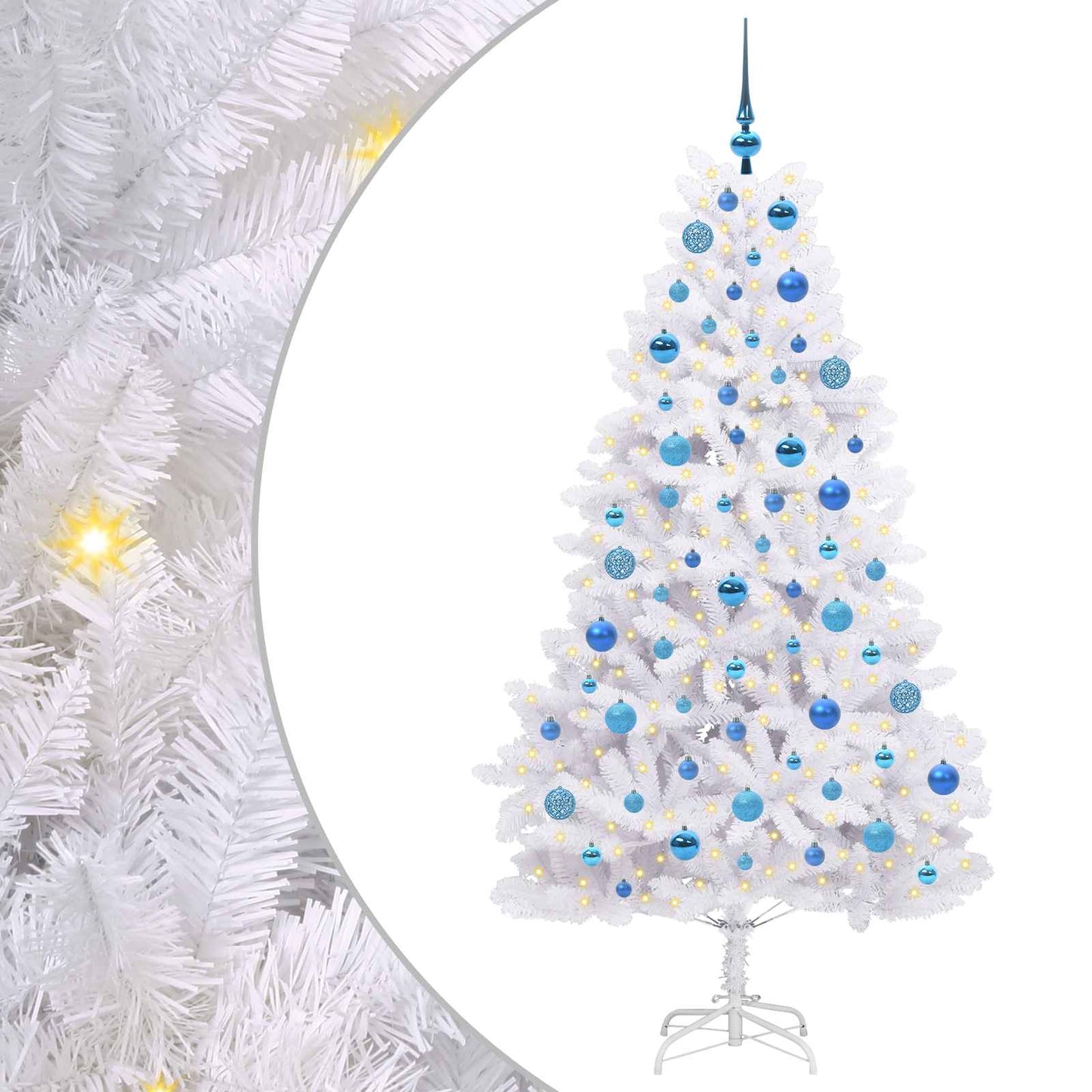Albero di Natale Artificiale con Rami Pieghevoli Bianco 180 cm