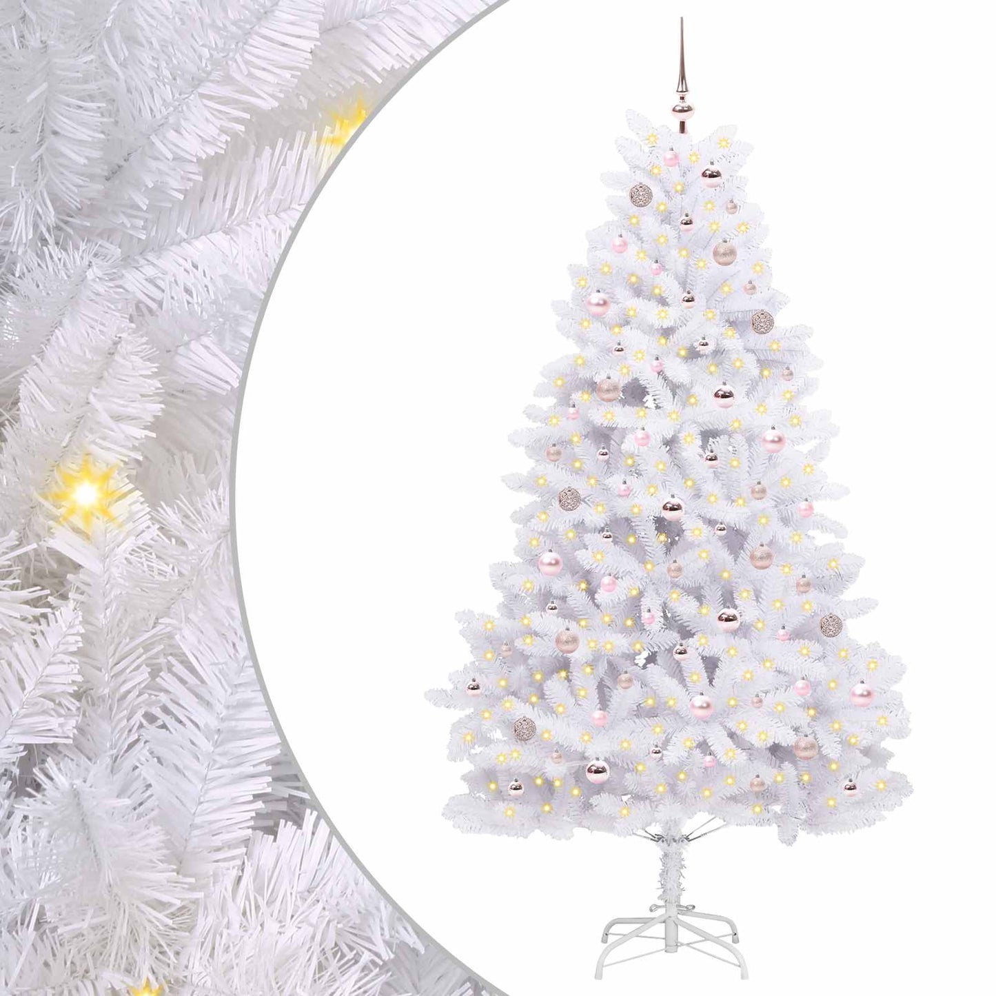 Albero di Natale Artificiale con Rami Pieghevoli Bianco 210 cm