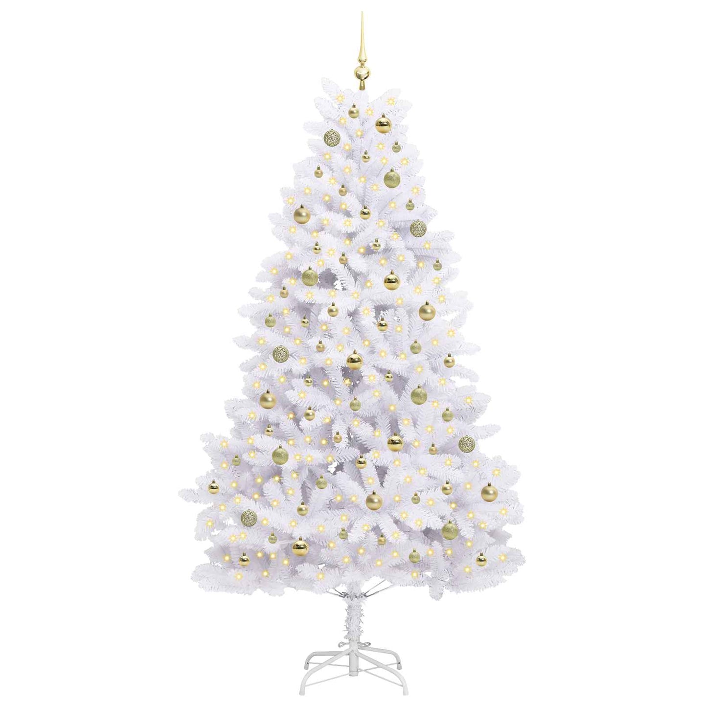 Albero di Natale Artificiale con Rami Pieghevoli Bianco 210 cm