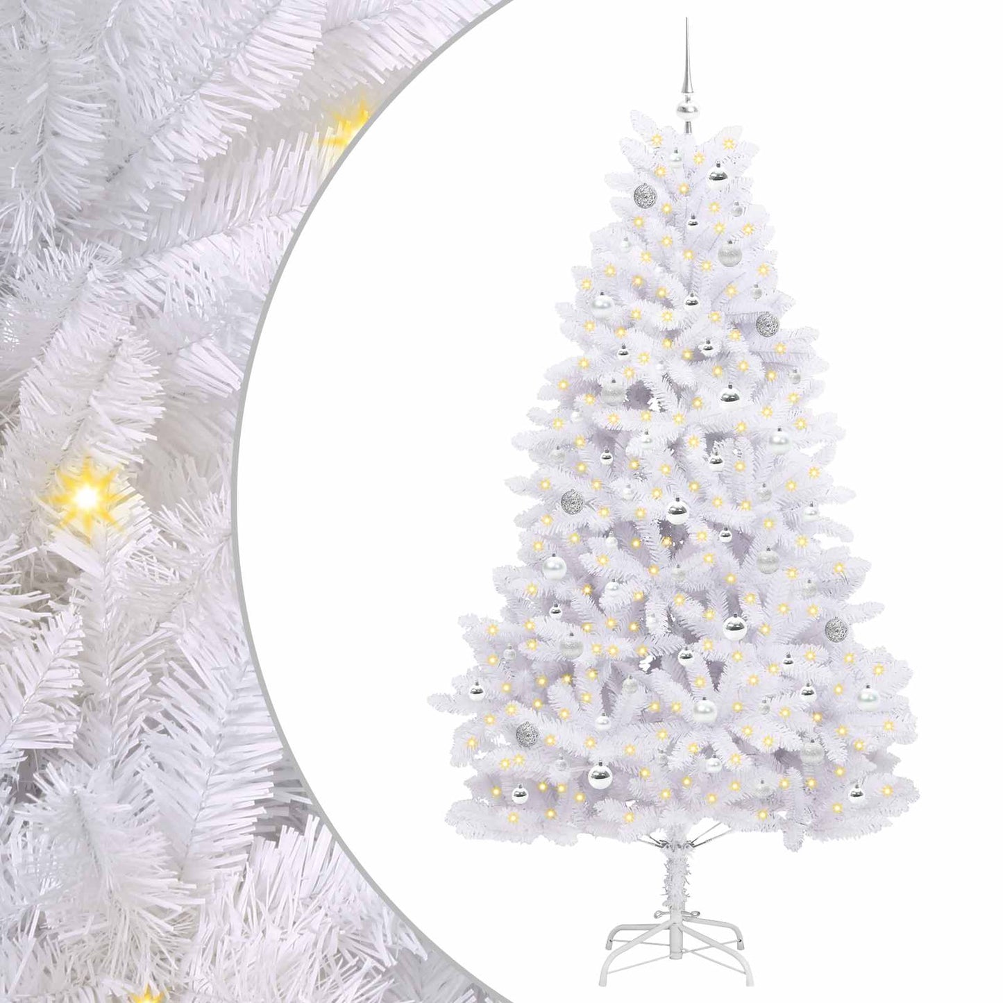 Albero di Natale Artificiale con Rami Pieghevoli Bianco 210 cm