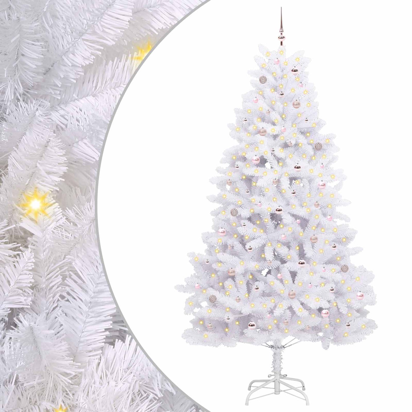 Albero di Natale Artificiale con Rami Pieghevoli Bianco 270 cm