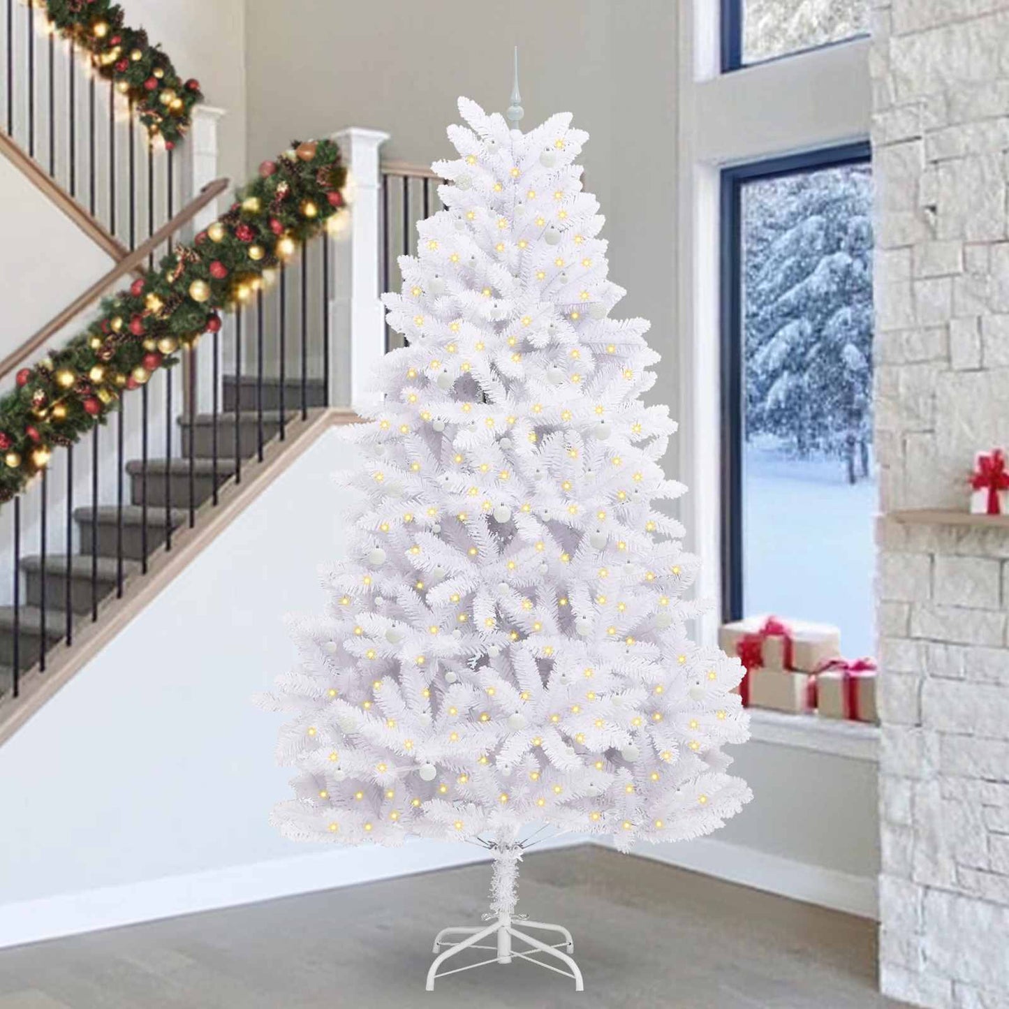 Albero di Natale Artificiale con Rami Pieghevoli Bianco 300 cm