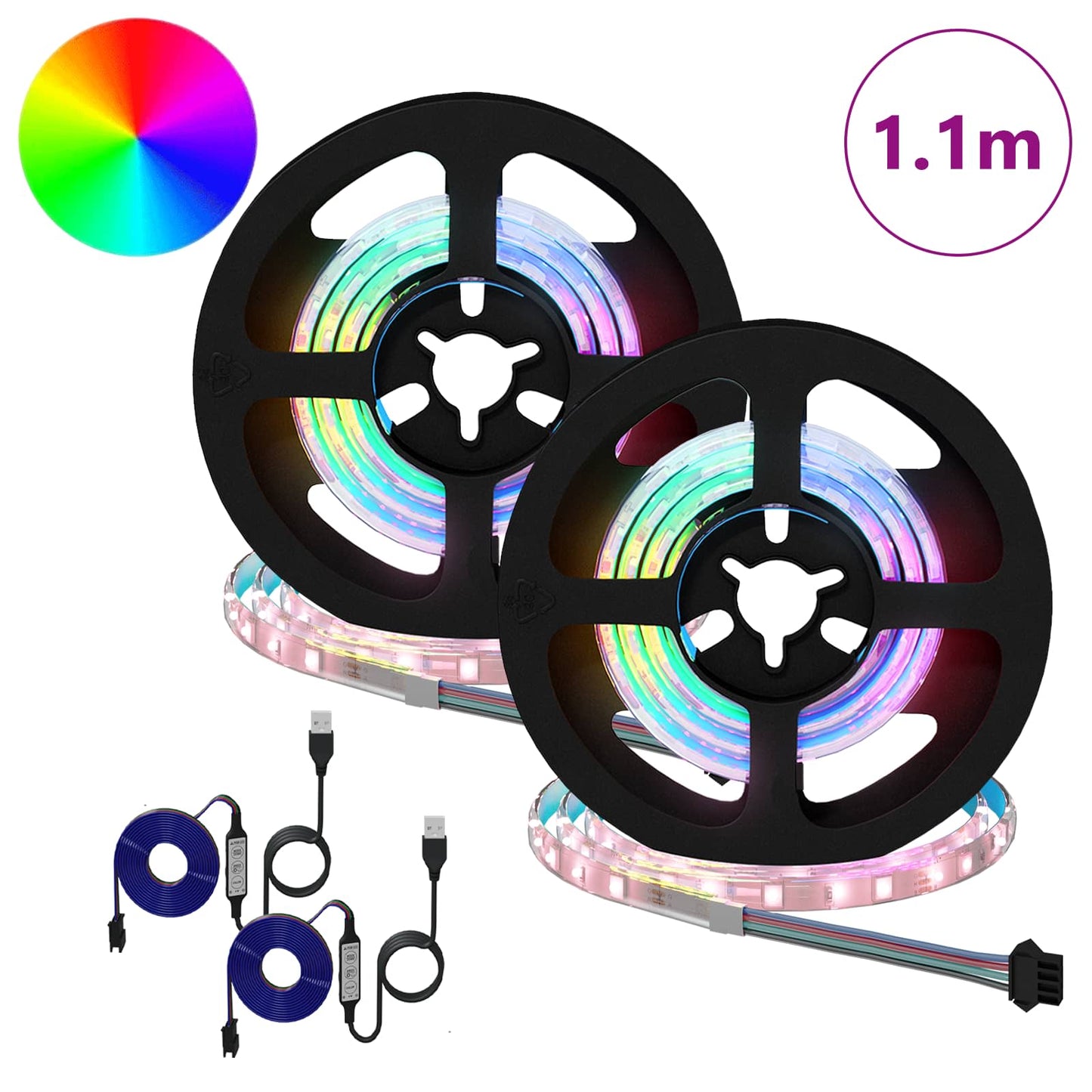 Striscia LED 2 pcs Nero e trasparente 550 mm Rame e plastica