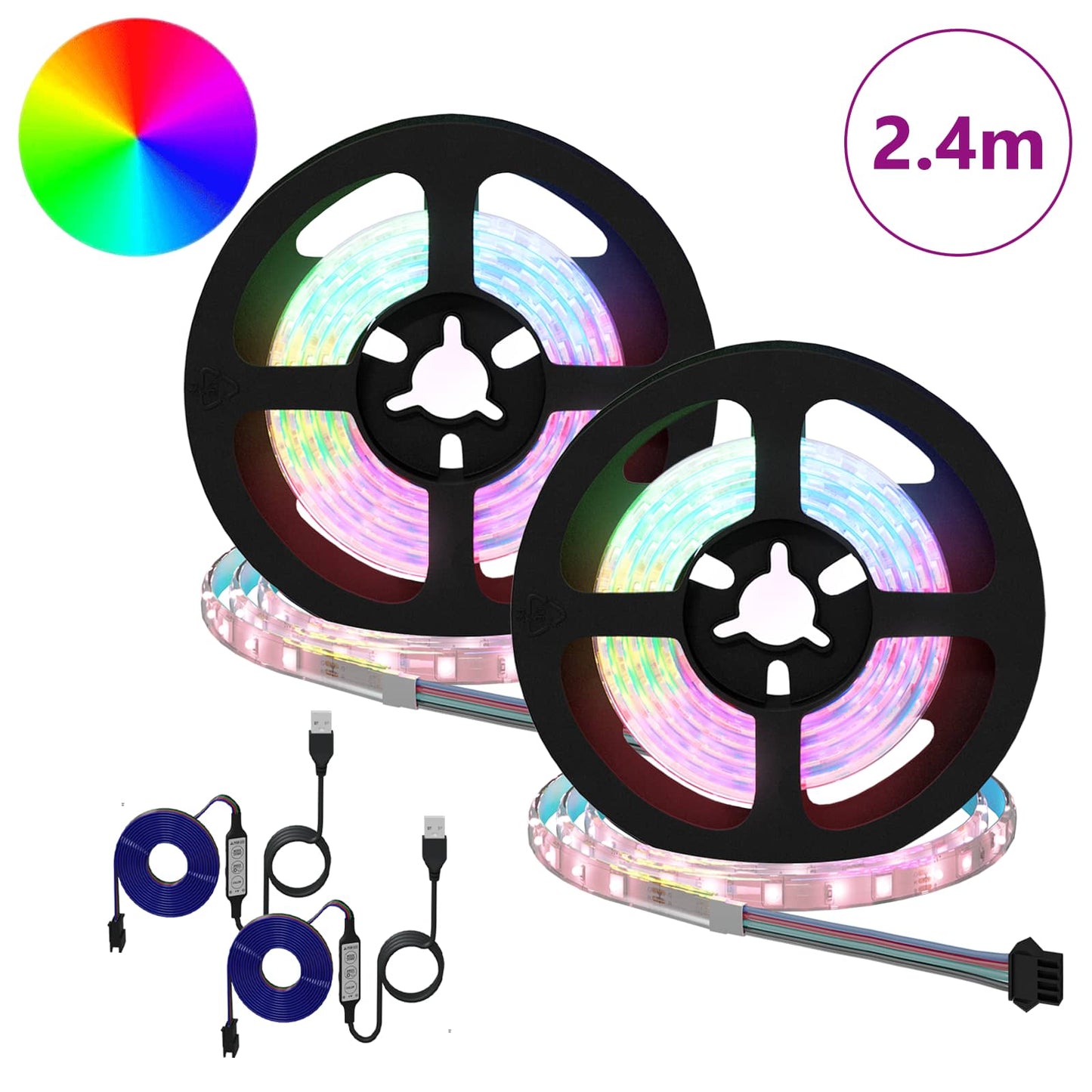 Striscia LED 2 pcs Nero e trasparente 1200 mm Rame e plastica