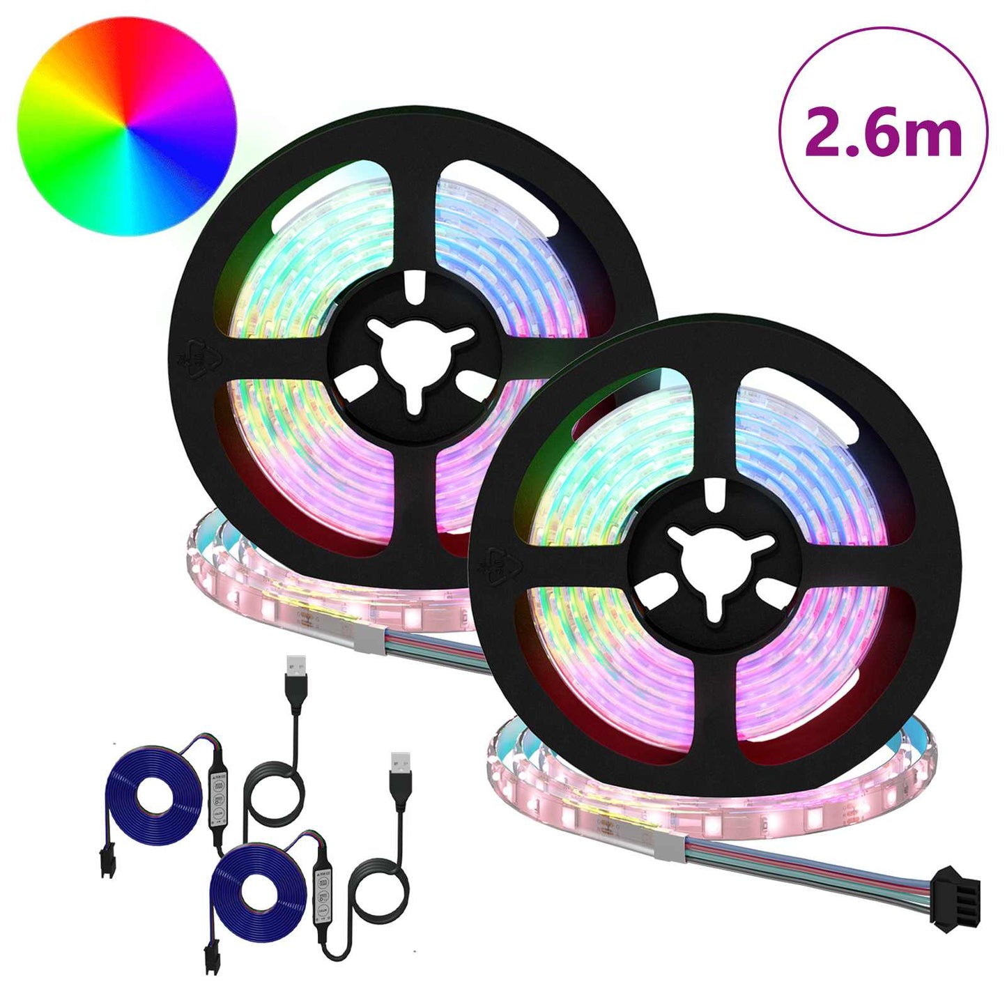 Striscia LED 2 pcs Nero e trasparente 1300 mm Rame e plastica