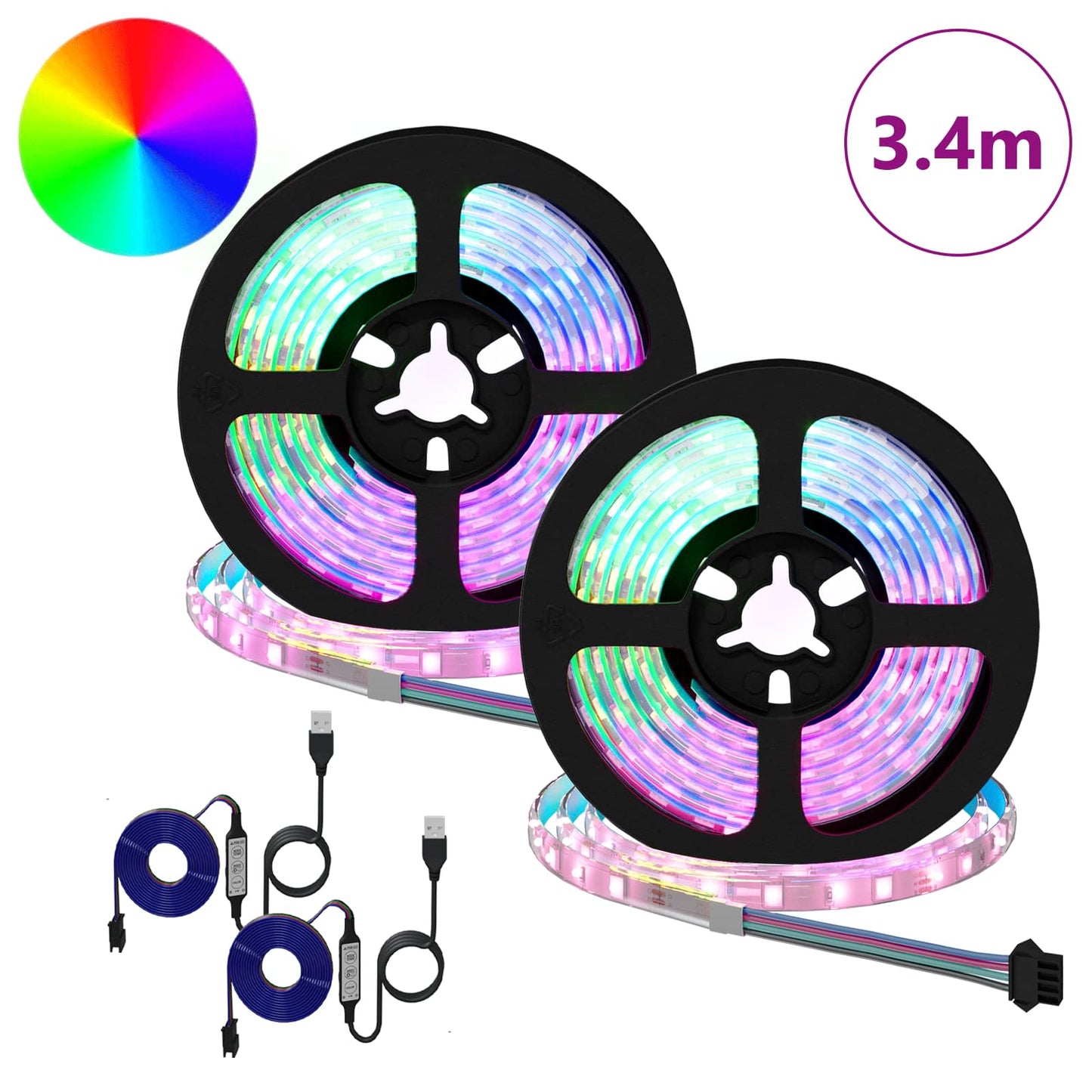 Striscia LED 2 pcs Nero e trasparente 1700 mm Rame e plastica