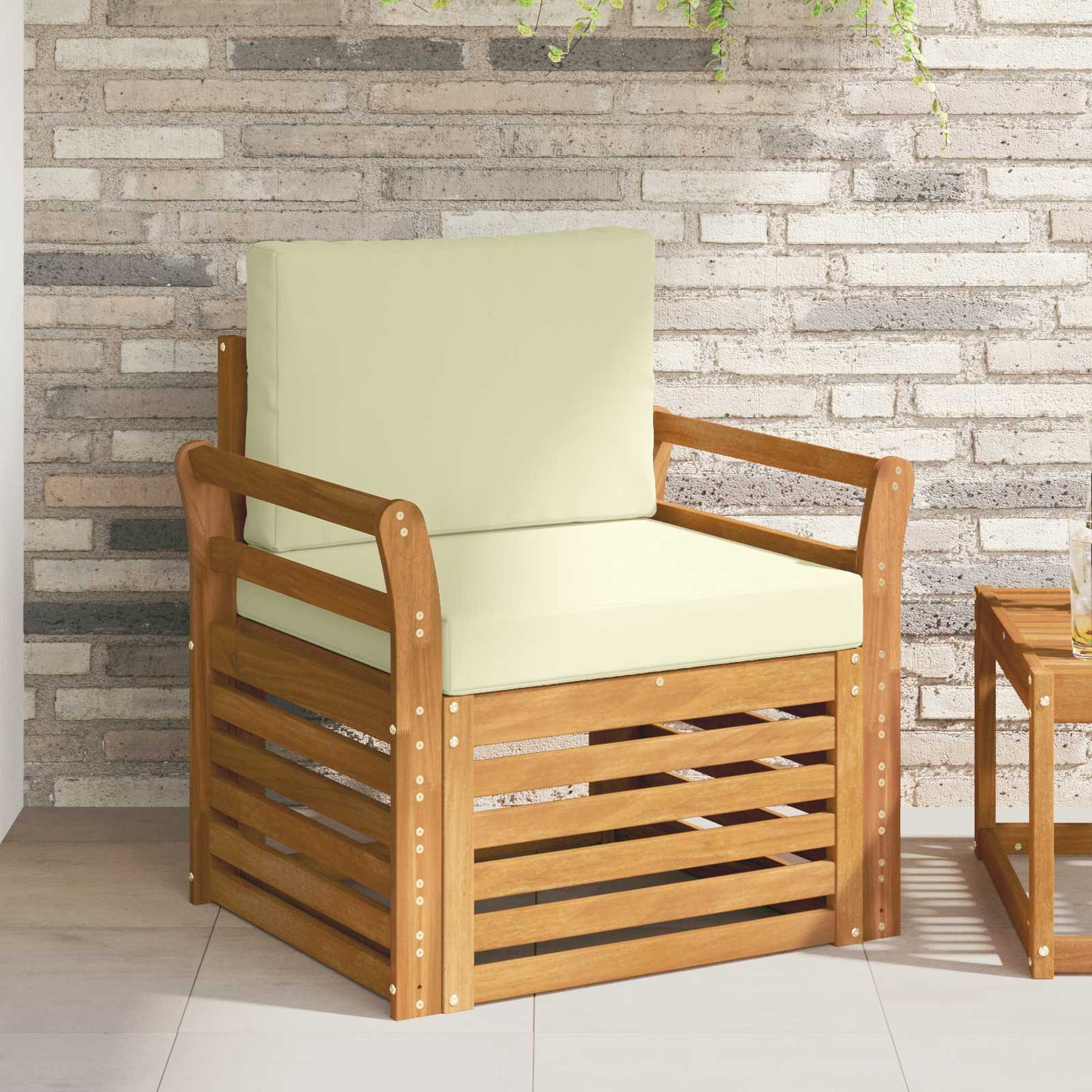 Set di divani da esterno con cuscino Naturale 75,5 x 63 x 73 cm