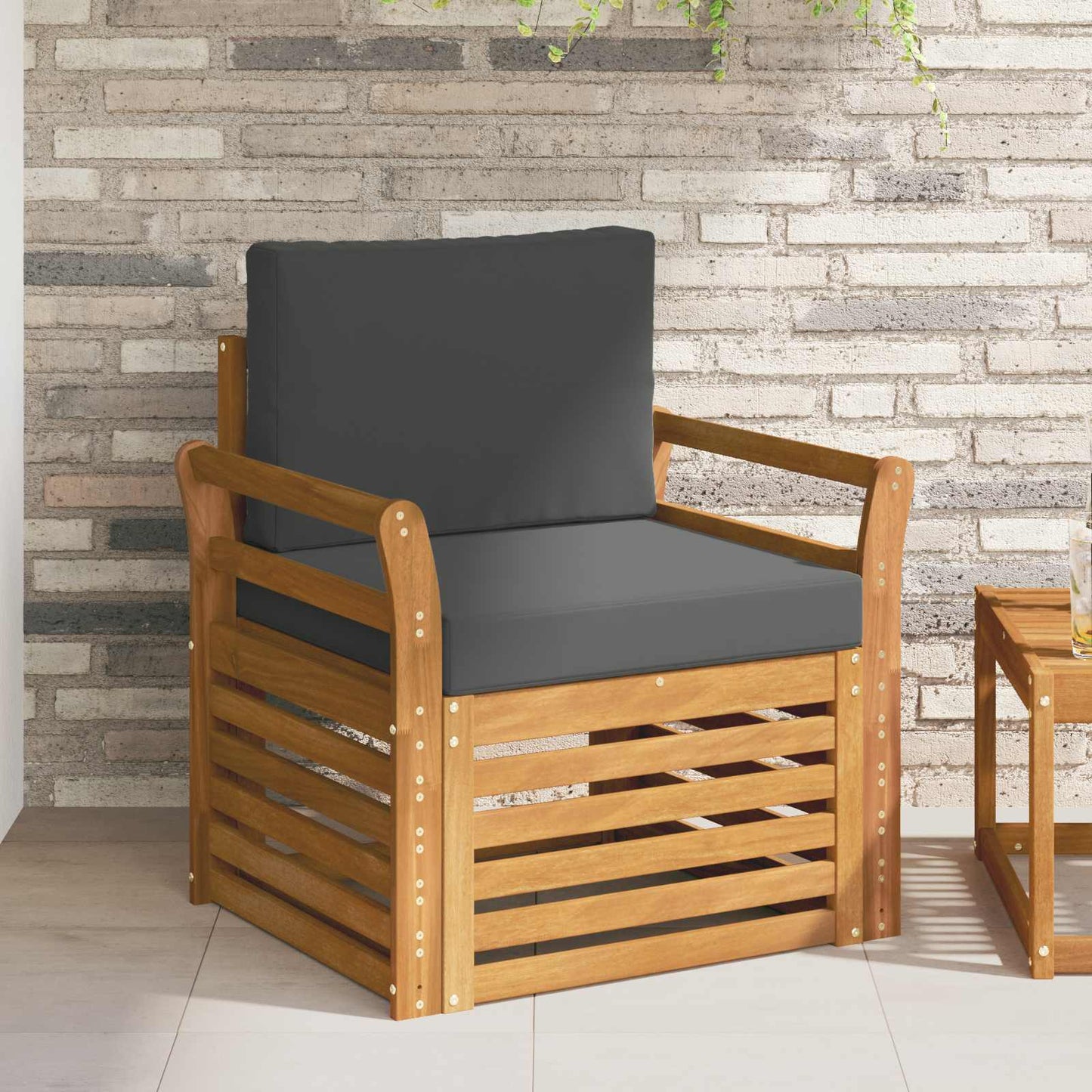 Set di divani da esterno con cuscino Naturale 75,5 x 63 x 73 cm
