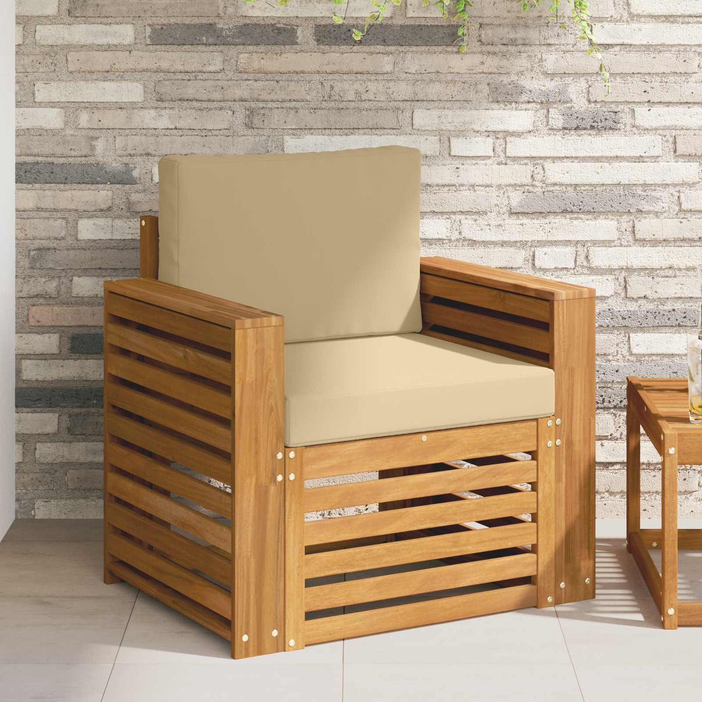 Set di divani da esterno con cuscino Naturale 79 x 63 x 73 cm