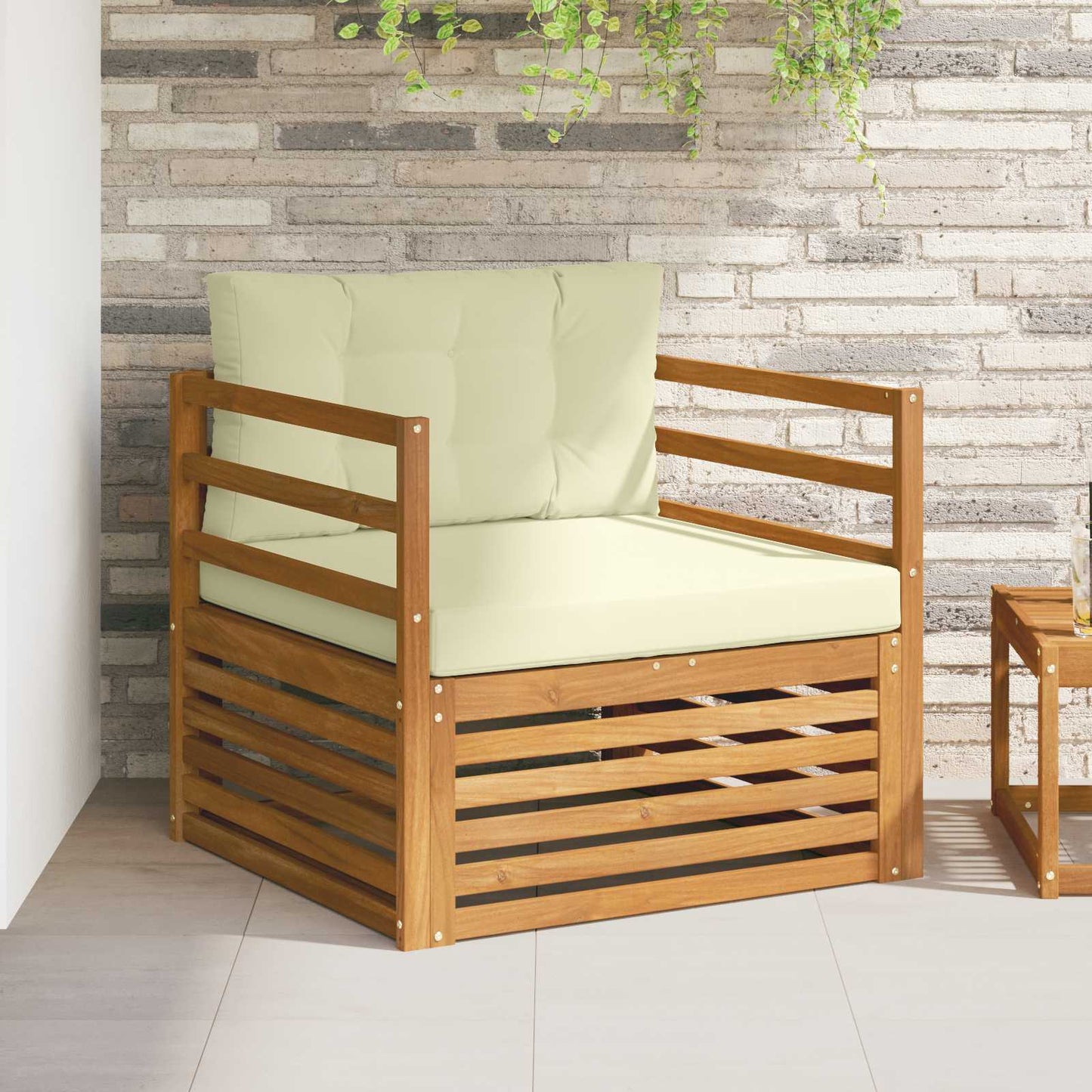 Set di divani da esterno Legno di Acacia Massello e Poliestere