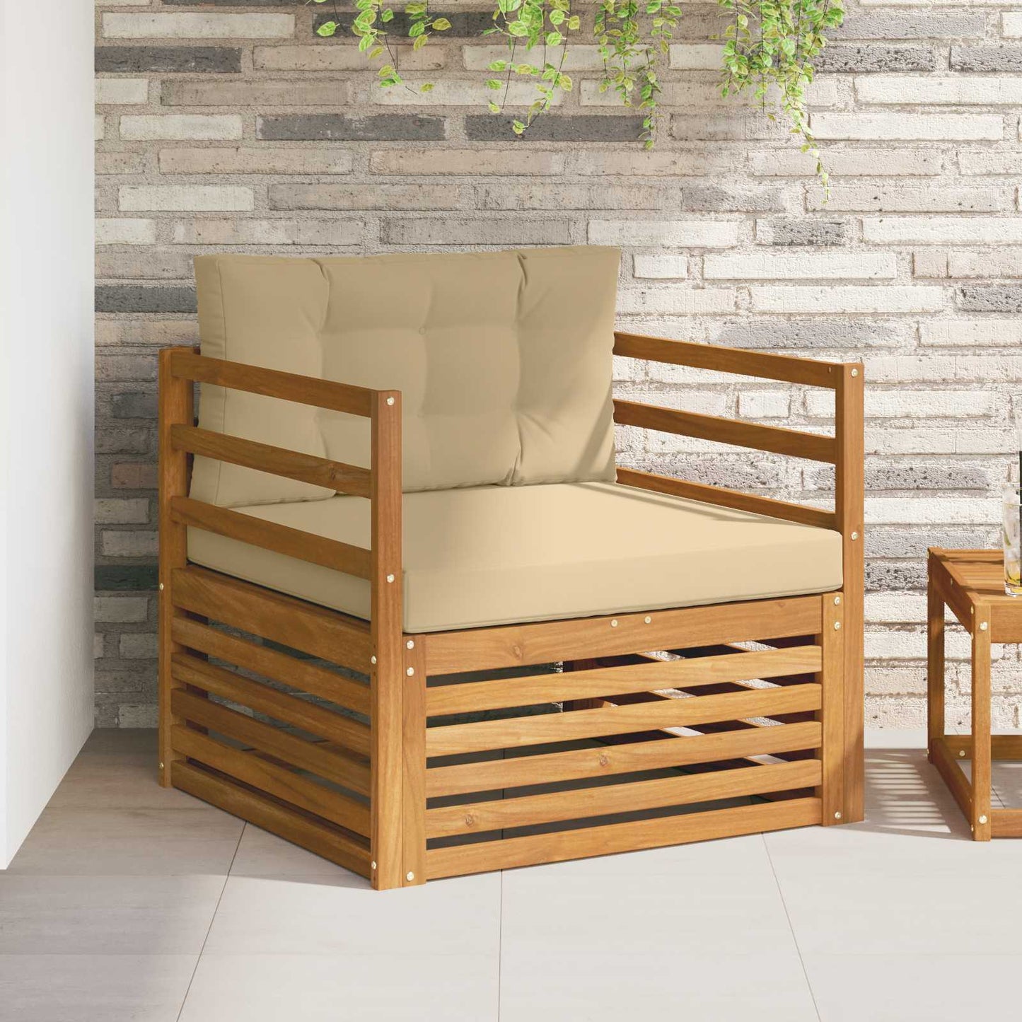 Set di divani da esterno Legno di Acacia Massello e Poliestere