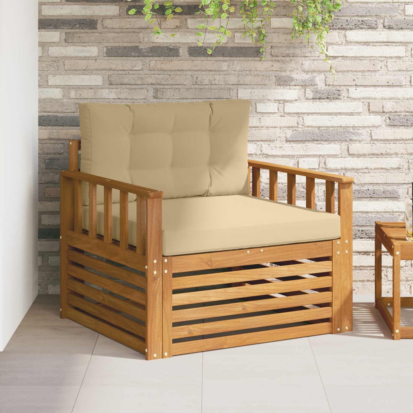 Set di divani da esterno Legno di Acacia Massello e Poliestere