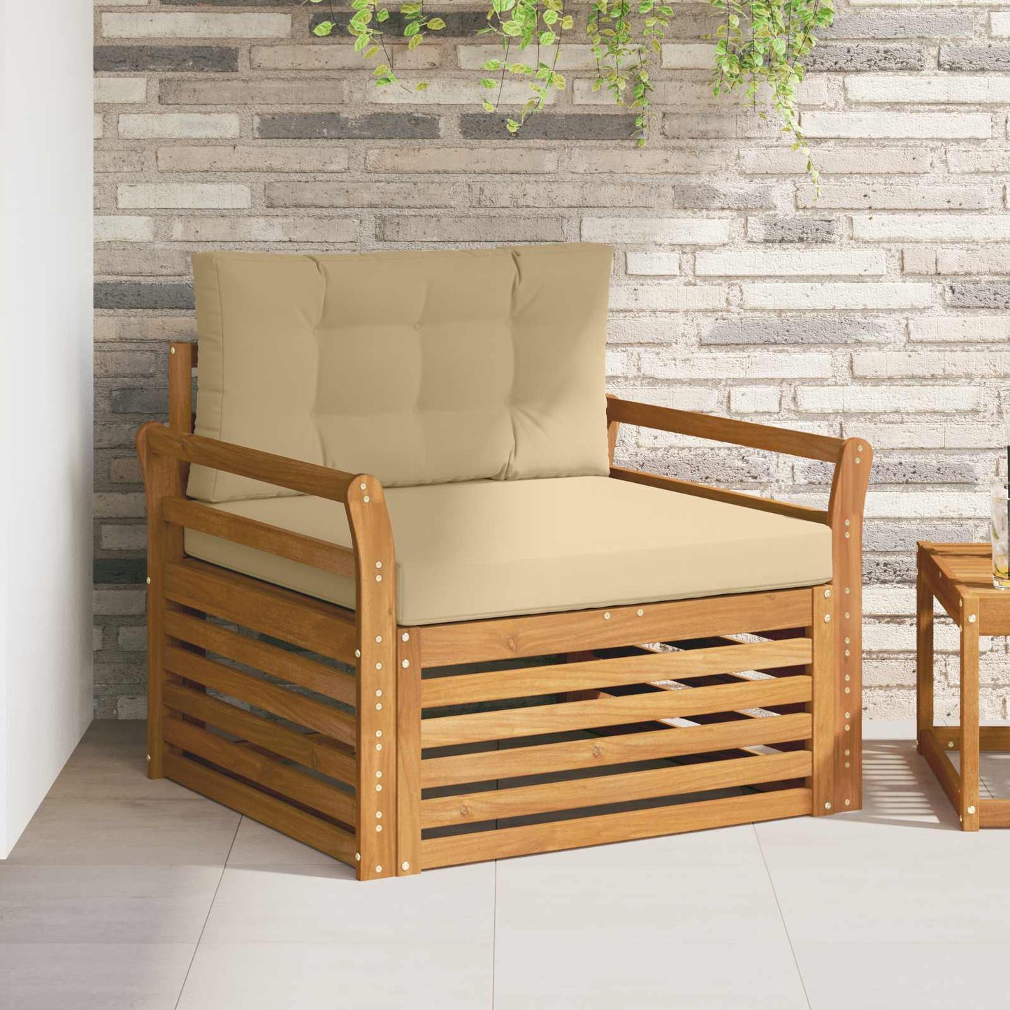 Set di divani da esterno Legno di Acacia Massello e Poliestere