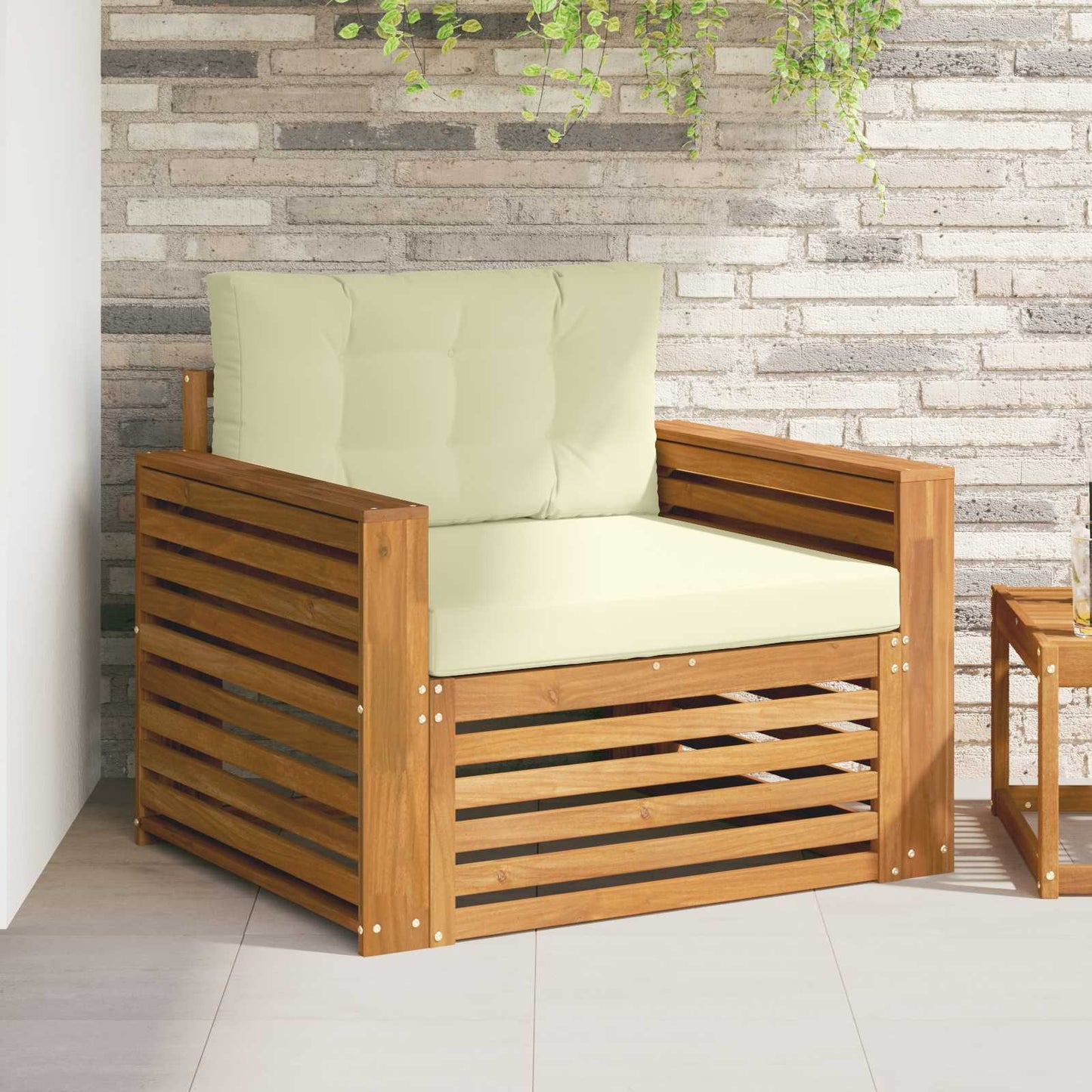 Set di divani da esterno Legno di Acacia Massello e Poliestere