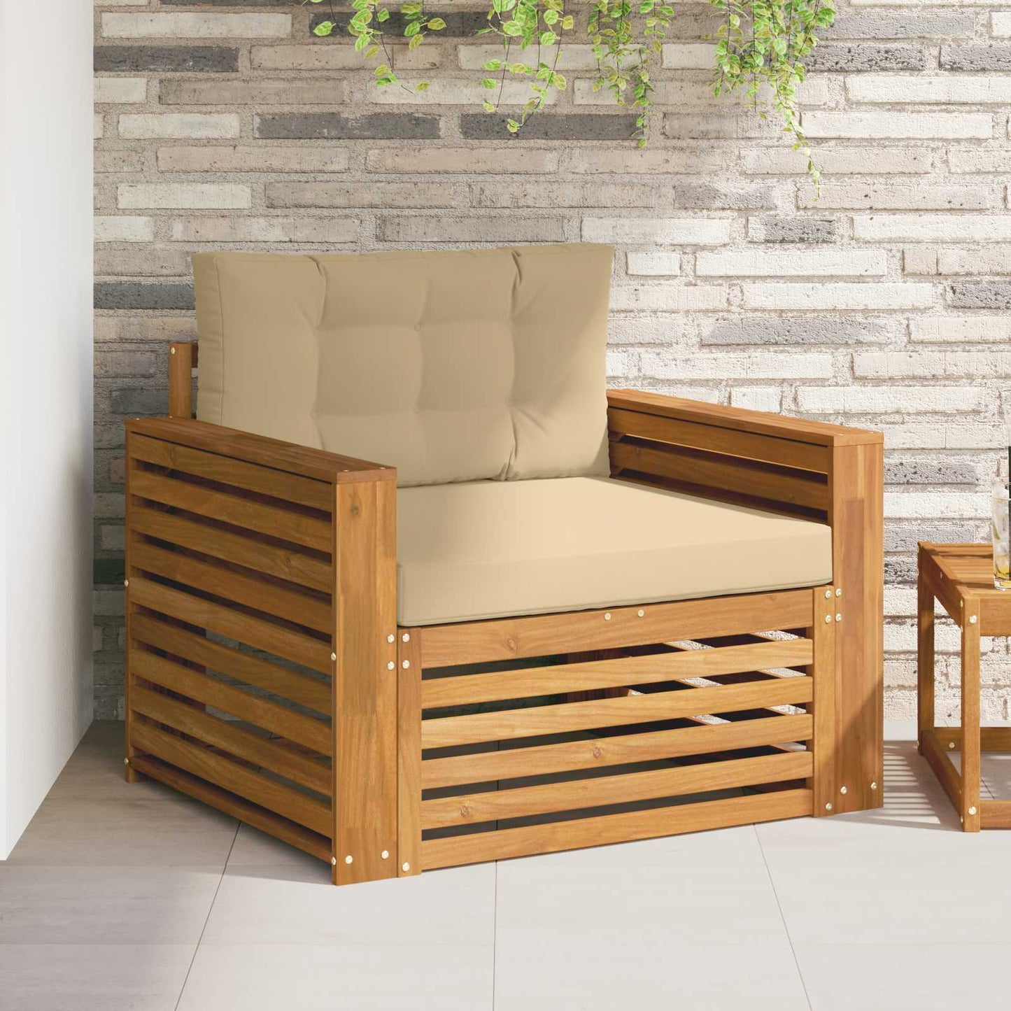 Set di divani da esterno Legno di Acacia Massello e Poliestere