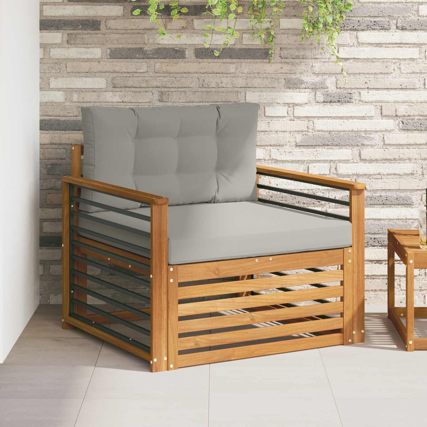 Set di divani da esterno Legno di Acacia Massello e Poliestere