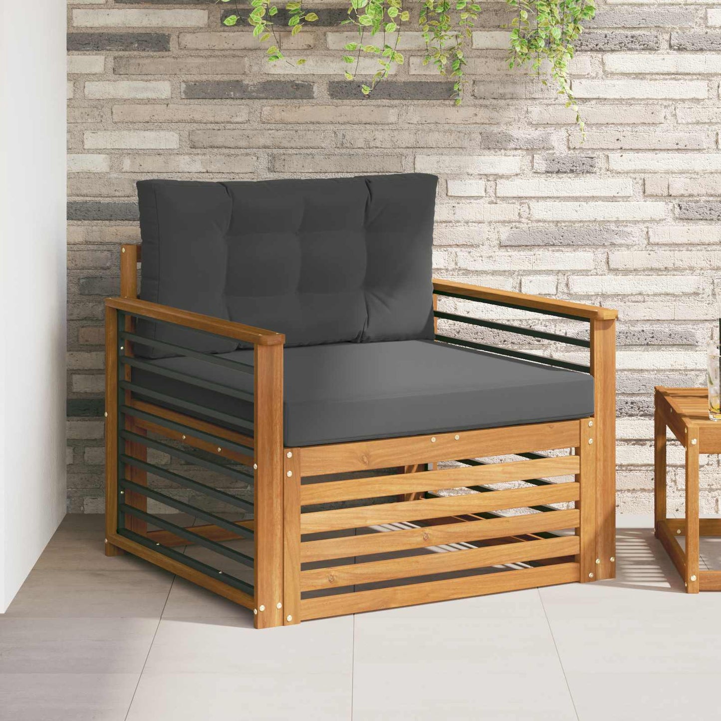 Set di divani da esterno Legno di Acacia Massello e Poliestere