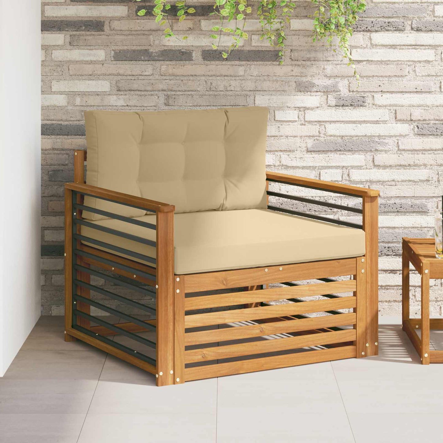 Set di divani da esterno Legno di Acacia Massello e Poliestere