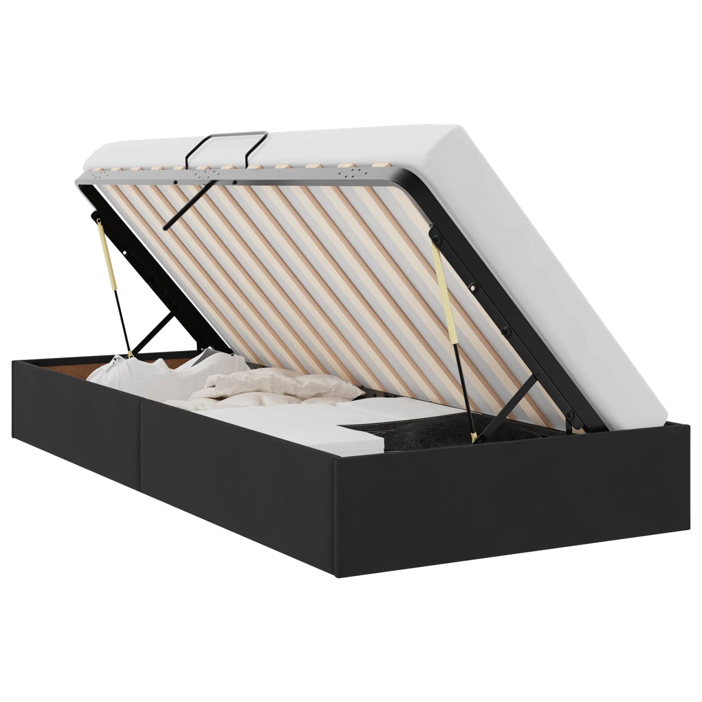 Letto con Contenitore con testiera Nero 90 x 190 cm Velluto