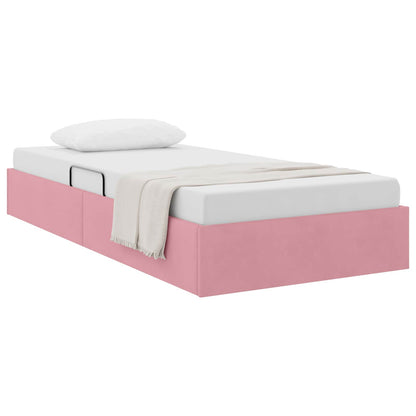 Letto con Contenitore con testiera Rosa 90 x 190 cm Velluto