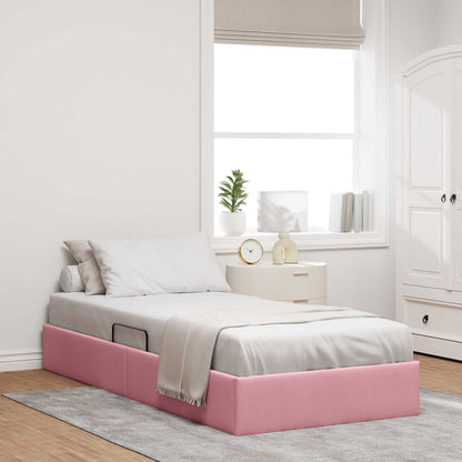 Letto con Contenitore con testiera Rosa 90 x 200 cm Velluto